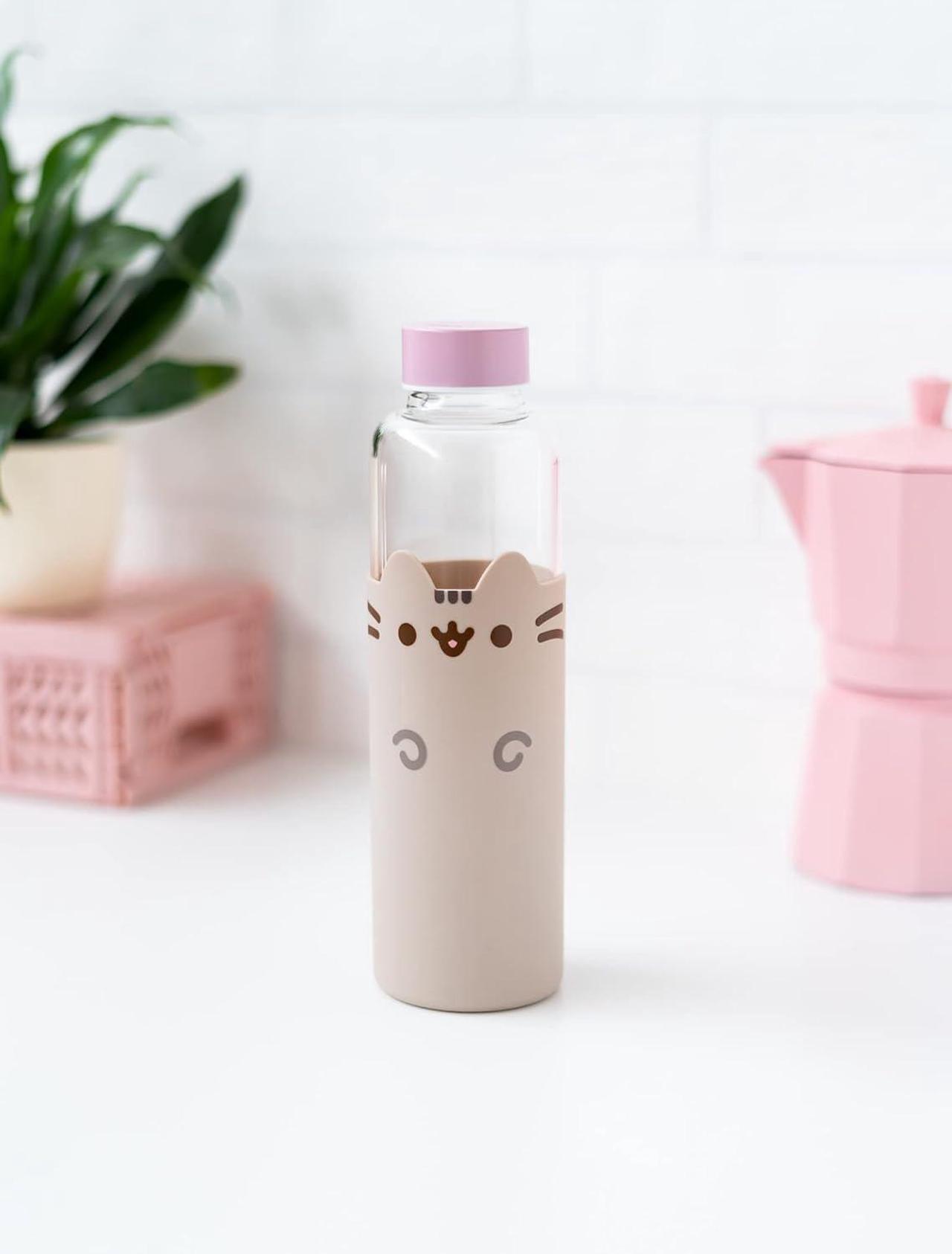 Alt view image 4 of 7 - Erik Official Pusheen Glass Water Bottle - 500ml / 17oz - Kawaii Water Bottle - Water Bottle 500ml - Cute Gifts - Cute Water Bottle - Pusheen Gifts
