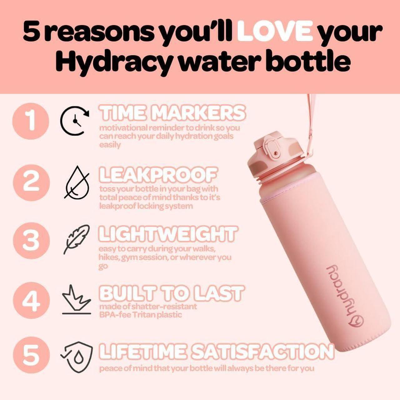 Alt view image 2 of 7 - Hydracy Water Bottle with Time Marker -Large BPA Free Water Bottle & No Sweat Sleeve -Leak Proof Gym Bottle with Fruit Infuser Strainer & Times to Drink -Ideal for Fitness Sports & Outdoors