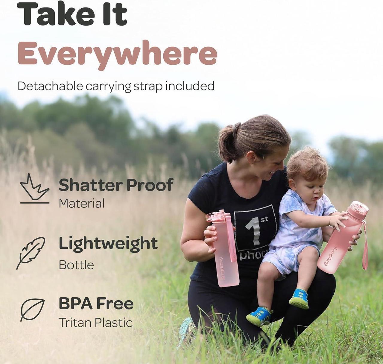 Alt view image 3 of 7 - Hydracy Water Bottle with Time Marker -Large BPA Free Water Bottle & No Sweat Sleeve -Leak Proof Gym Bottle with Fruit Infuser Strainer & Times to Drink -Ideal for Fitness Sports & Outdoors