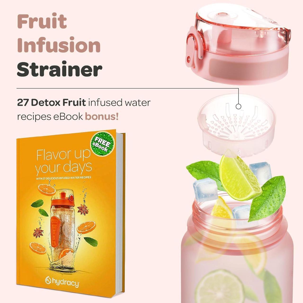 Alt view image 7 of 7 - Hydracy Water Bottle with Time Marker -Large BPA Free Water Bottle & No Sweat Sleeve -Leak Proof Gym Bottle with Fruit Infuser Strainer & Times to Drink -Ideal for Fitness Sports & Outdoors