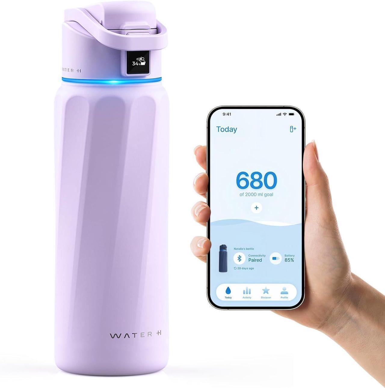 Main image of BOOST Smart Water Bottle with Reminder to Drink Water & Water Tracker Bottle - Double Wall Vacuum Insulated Water Bottle Stainless Steel, Wide Mouth 32 oz Water Bottles, Ideal for Gift - Purple
