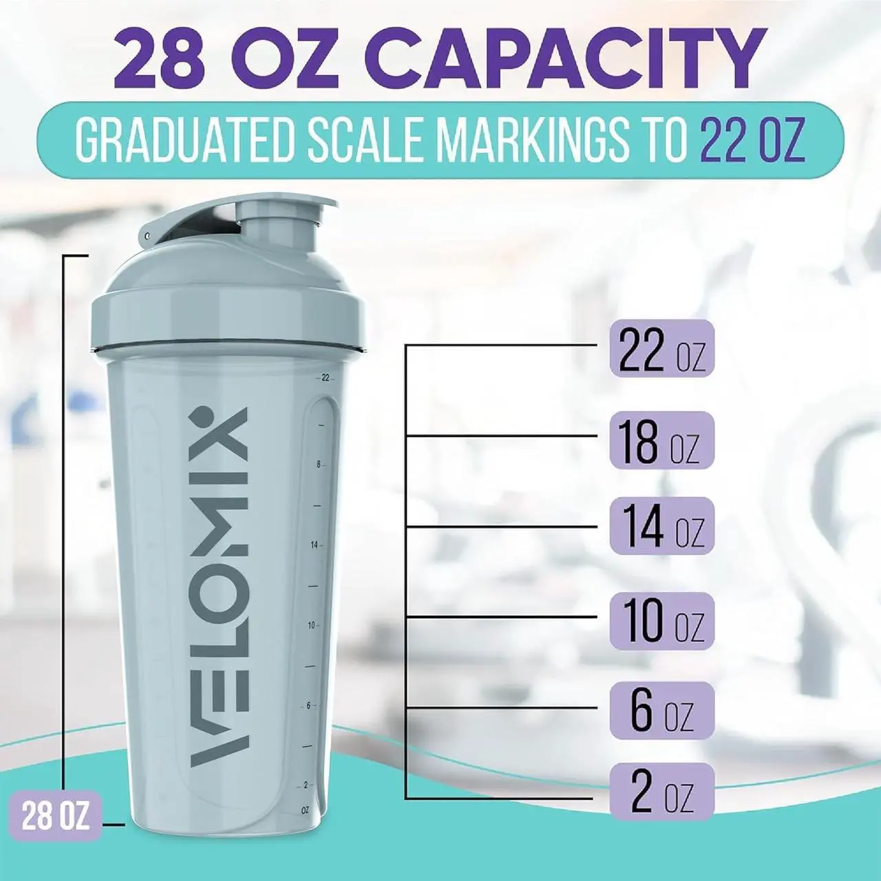 Alt view image 5 of 7 - -4 PACK- 28 oz Shaker Cups for Protein Shakes - 4x Wire Whisk | Leak Proof Protein Shaker Bottles for Protein Mixes | Protein Shaker Bottle Pack | Mixer for Protein Shakes(Aqua Depths)