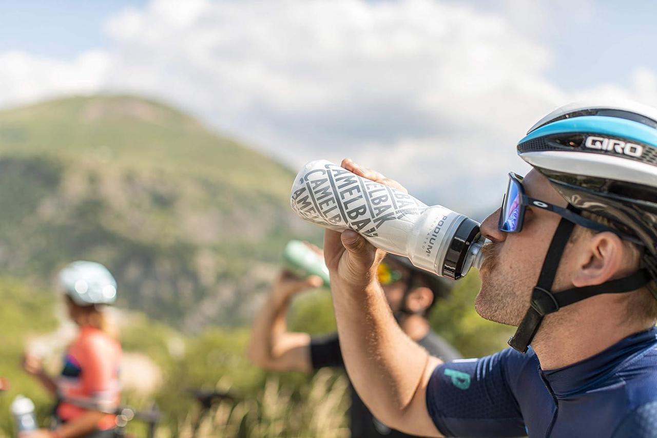 Alt view image 6 of 7 - CamelBak Podium Chill Insulated Bike Water Bottle - Easy Squeeze Bottle - Fits Most Bike Cages - 24oz, Navy Perforated