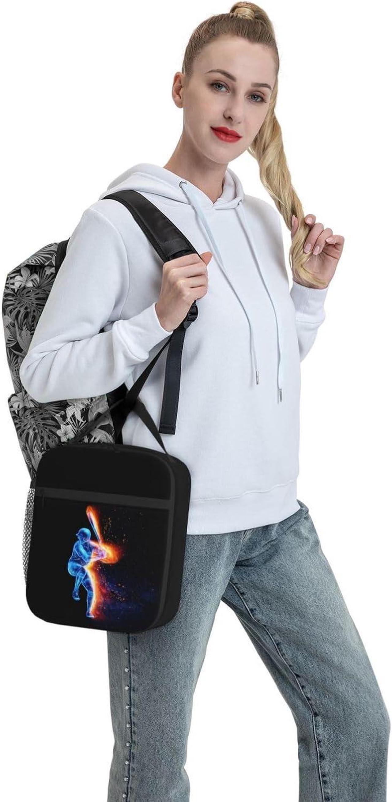 Alt view image 7 of 7 - Boys Insulated Lunch Box with a Blue Baseball Player Pattern Print, Sports-themed Lunch Bags with Water Bottle Holder for Adults Kids Teens, Reusable Portable Tote Meal Bags Gifts for Son Daughter