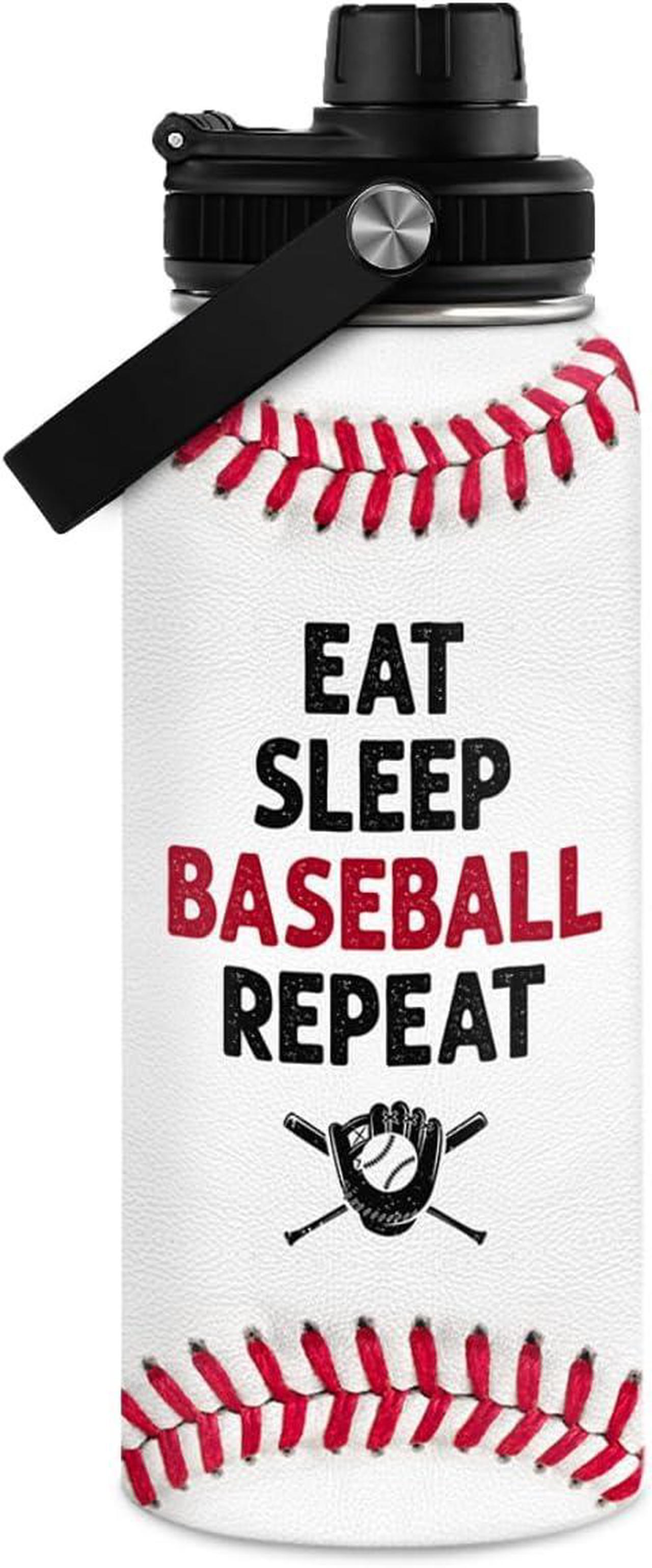 Main image of SANDJEST Baseball Water Bottle 32 Oz - Insulated Stainless Steel Sport Bottles with Lid - Baseball Gift for Men Players Fan Coach
