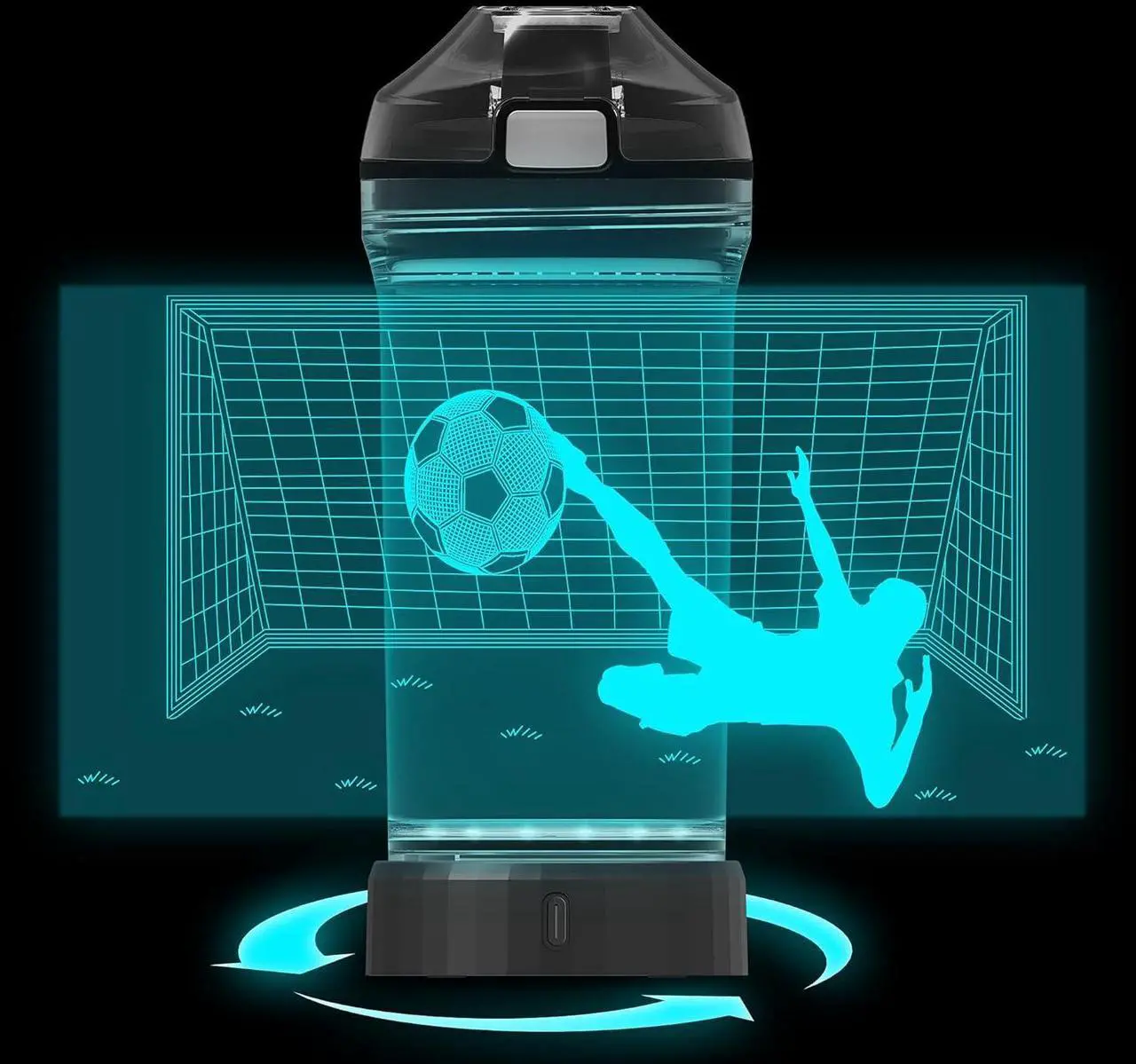 Alt view image 5 of 7 - YuanDian Soccer Gifts, Light Up Kids Water Bottle with 3D Soccer Illusion Lamp- 14 OZ Tritan BPA Free - Cool Drinking Cups Gift for School Kids Boy Child Sport Soccer Lovers