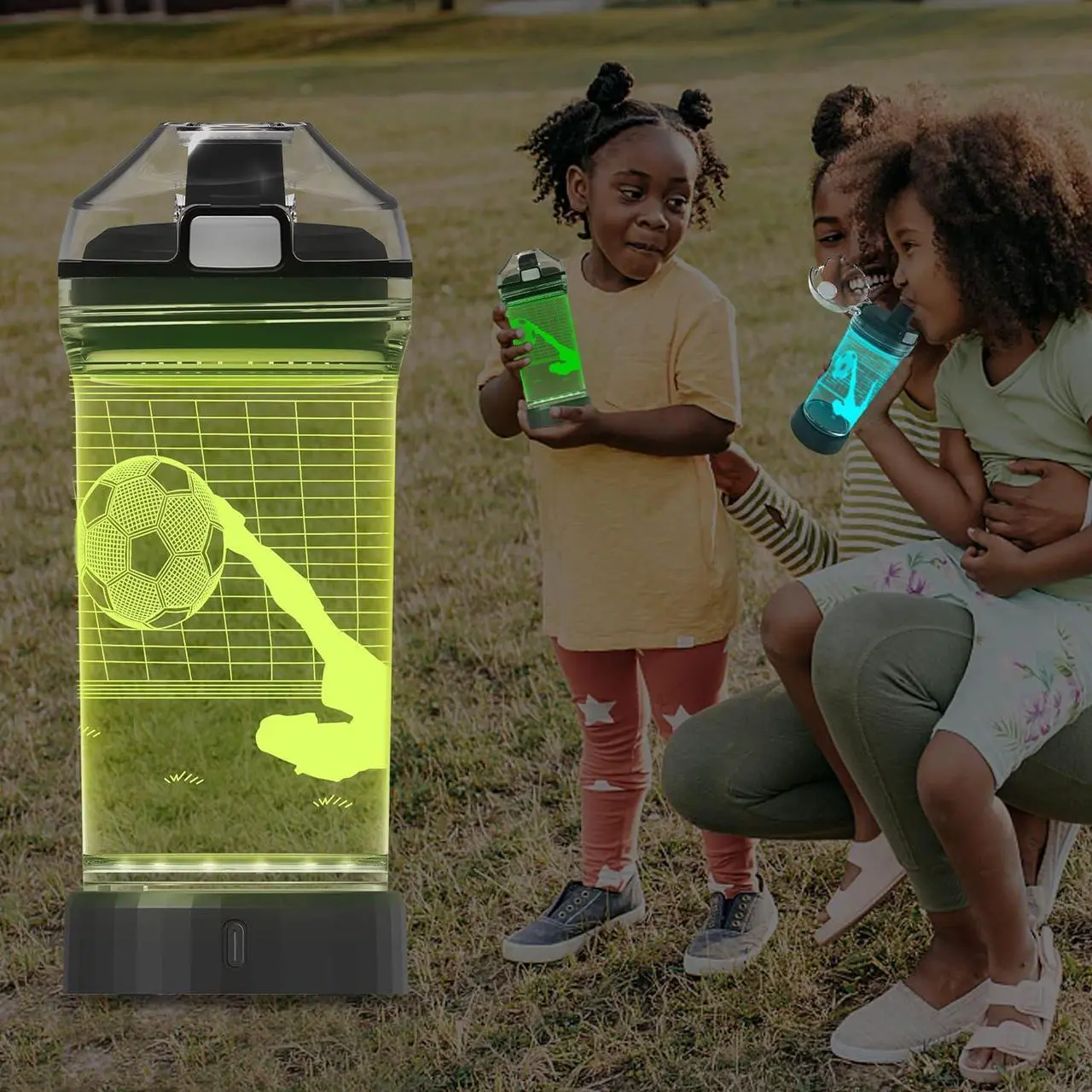 Alt view image 7 of 7 - YuanDian Soccer Gifts, Light Up Kids Water Bottle with 3D Soccer Illusion Lamp- 14 OZ Tritan BPA Free - Cool Drinking Cups Gift for School Kids Boy Child Sport Soccer Lovers