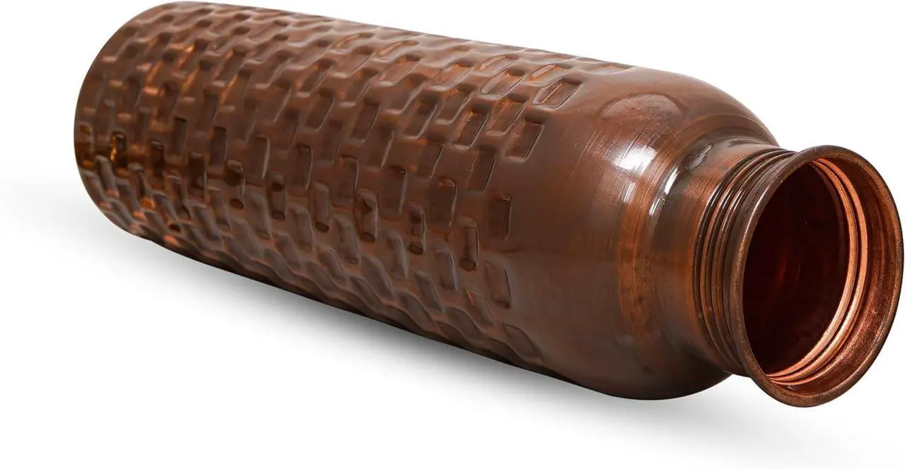 Alt view image 4 of 7 - Craft Trade Diamond Copper Bottle with Lid and Carry Bag for Drinking Water BPA Free Leak Proof Boosts Immunity, Supports Digestive, Ayurveda Inspired 34oz - 1 Litre Black