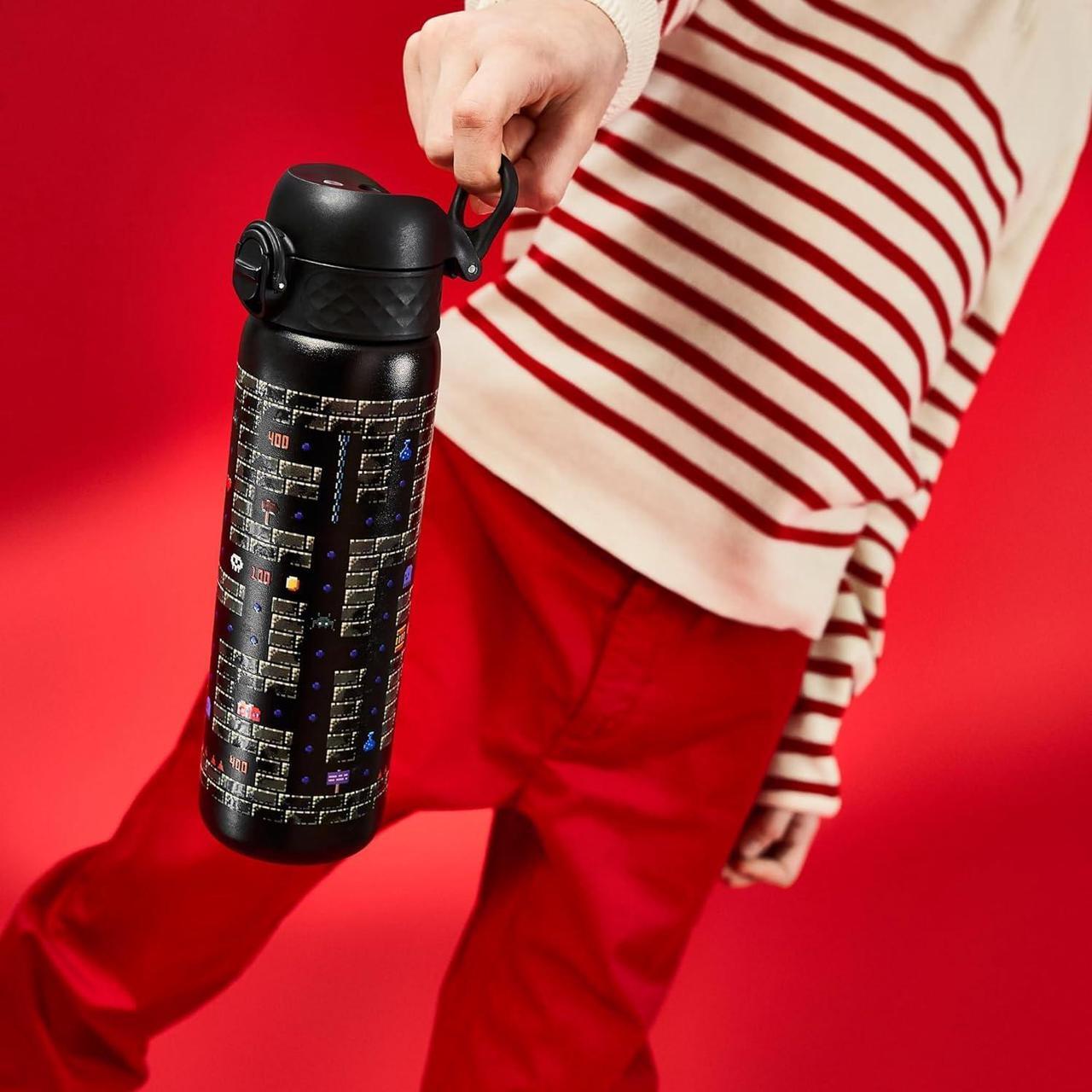 Alt view image 4 of 7 - ION8 Steel Water Bottle, 600 ml/20 oz, Leak Proof, Easy to Open, Secure Lock, Dishwasher Safe, Flip Cover, Fits Cup Holders, Carry Handle, Durable, Scratch Resistant, Raised Print, Gaming Design