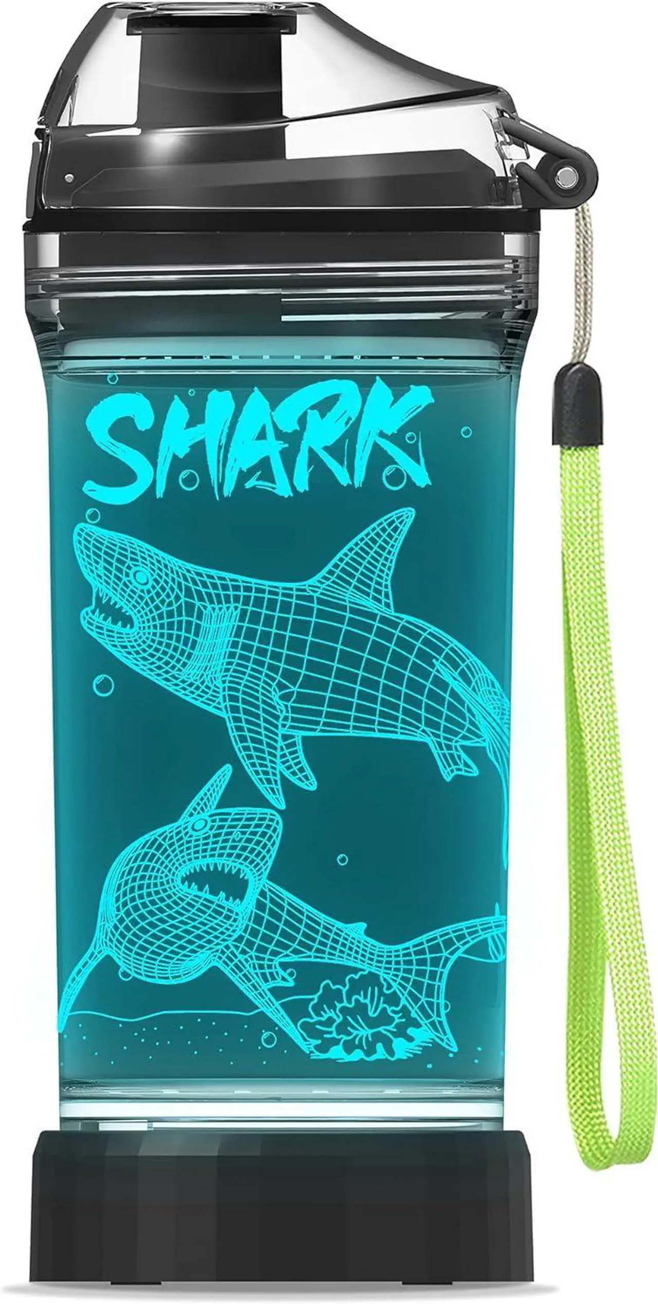 Main image of YuanDian Shark Gifts, Light Up Kids Water Bottle with 3D Ocean Animal Shark Design- 14 OZ Tritan BPA Free - Cool Drinking Cups Gift for School Kids Baby Boy Girl Child Christmas Holiday