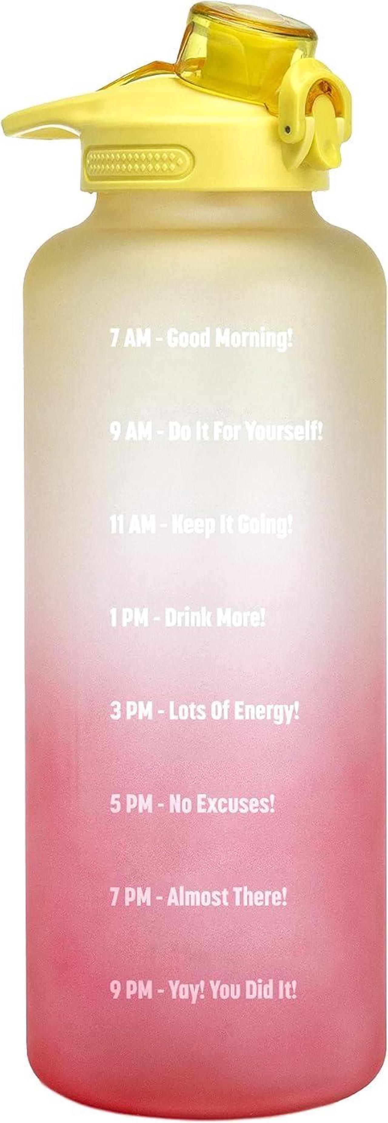 Main image of Primula Half Gallon Motivational Time Marker & Straw-Leakproof Plastic Big 2L Water Bottle for Women Men Large Jug for Fitness Gym Outdoor Sports, 64 Ounce, Coral Ombre