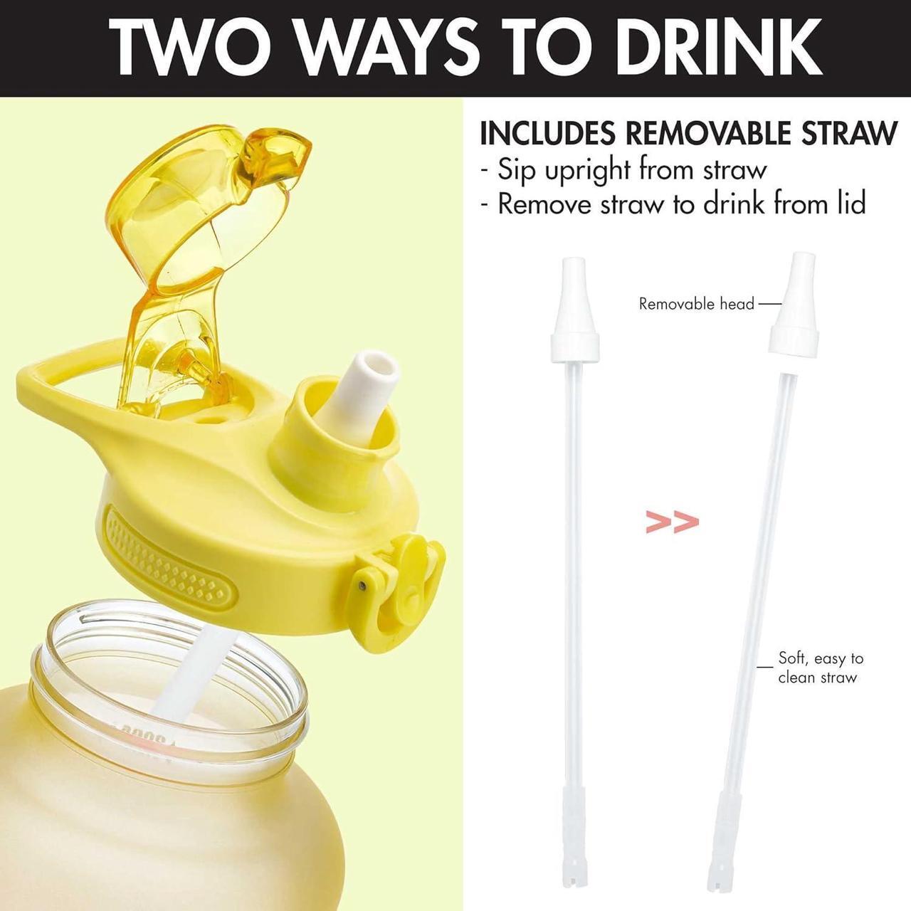 Alt view image 6 of 7 - Primula Half Gallon Motivational Time Marker & Straw-Leakproof Plastic Big 2L Water Bottle for Women Men Large Jug for Fitness Gym Outdoor Sports, 64 Ounce, Coral Ombre