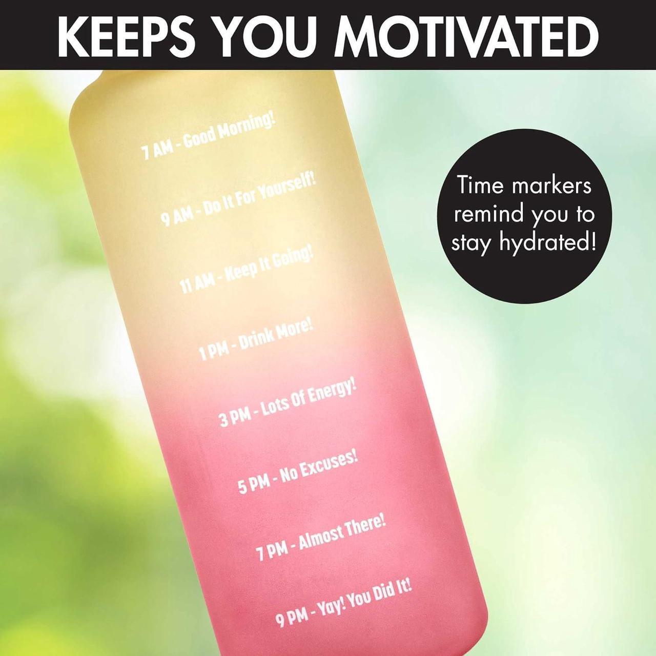 Alt view image 3 of 7 - Primula Half Gallon Motivational Time Marker & Straw-Leakproof Plastic Big 2L Water Bottle for Women Men Large Jug for Fitness Gym Outdoor Sports, 64 Ounce, Coral Ombre