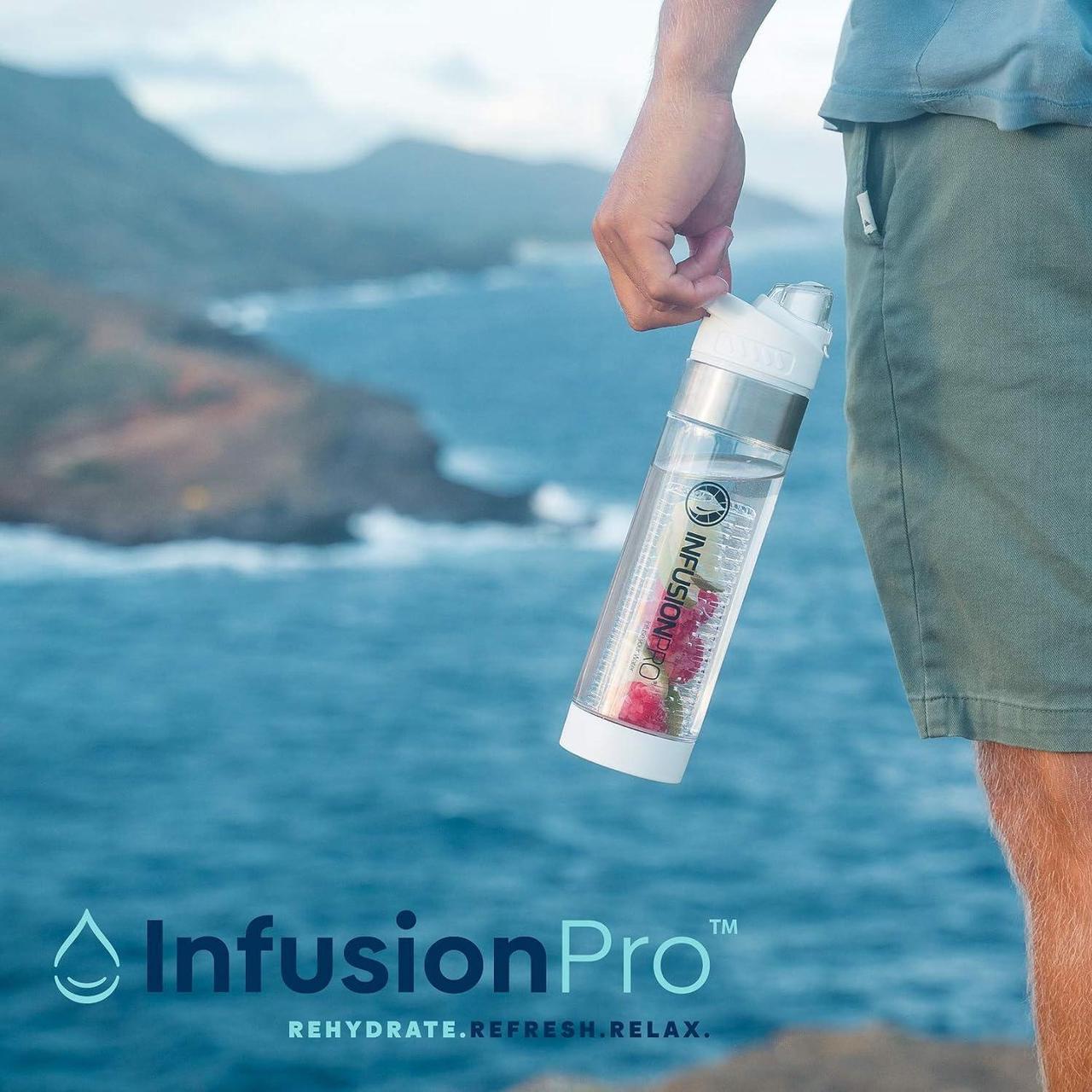 Alt view image 3 of 4 - Infusion Pro 24 oz Fruit Infuser Water Bottle with Flavor Infuser and Flip Top Lid : Insulated Sleeve & Fruit Infused Water eBook : Bottom Loading Water Infuser for More Flavor : Unique Gift Idea