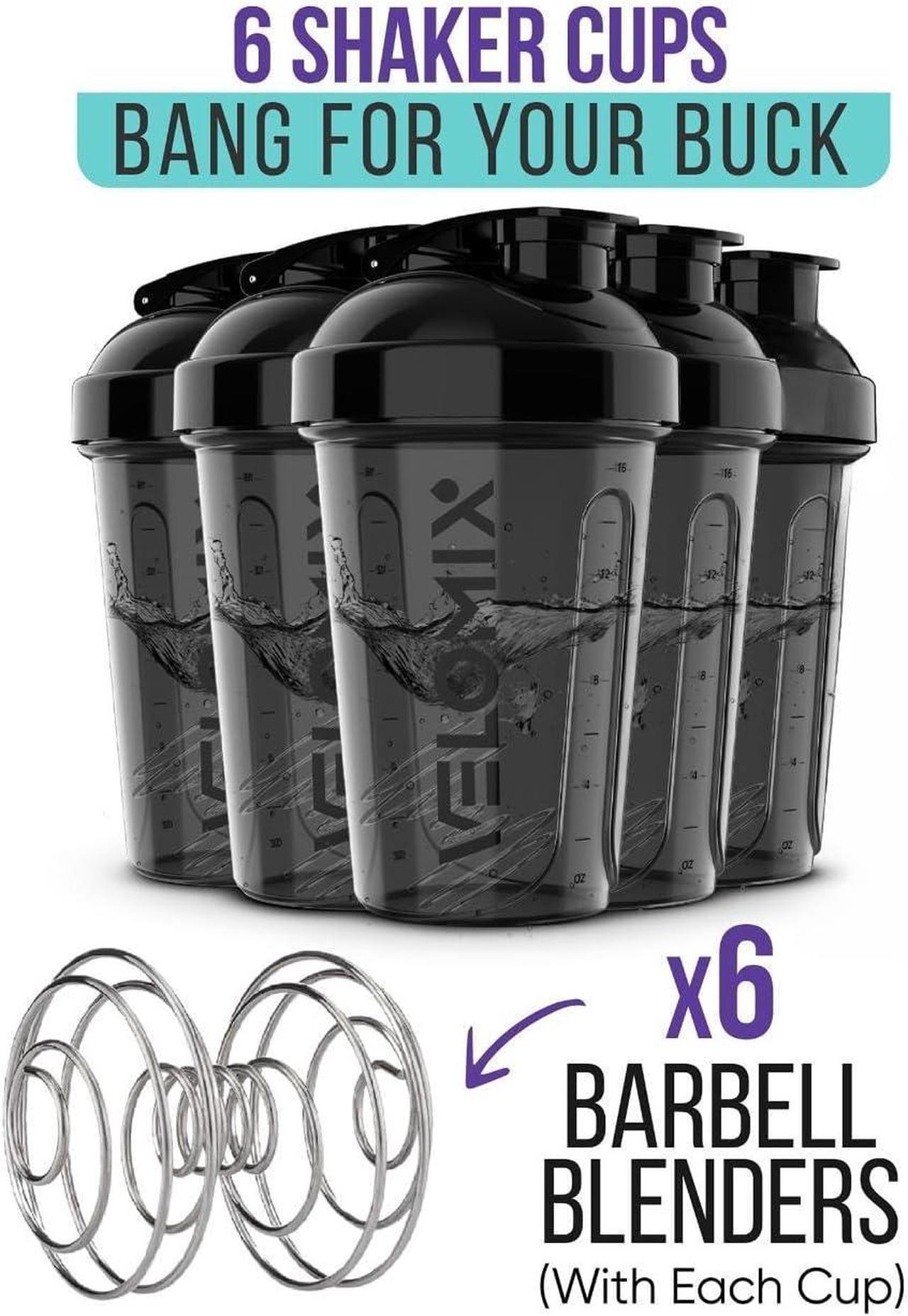 Alt view image 3 of 7 - -6 PACK- Shaker Cups for Protein Shakes 20 oz - 6x Wire Whisk | Leak Proof Protein Shaker Bottle for Protein Shakes, Shaker Bottle Pack for Pre & Post Workout, Shaker Cup, Shaker Bottle Cups
