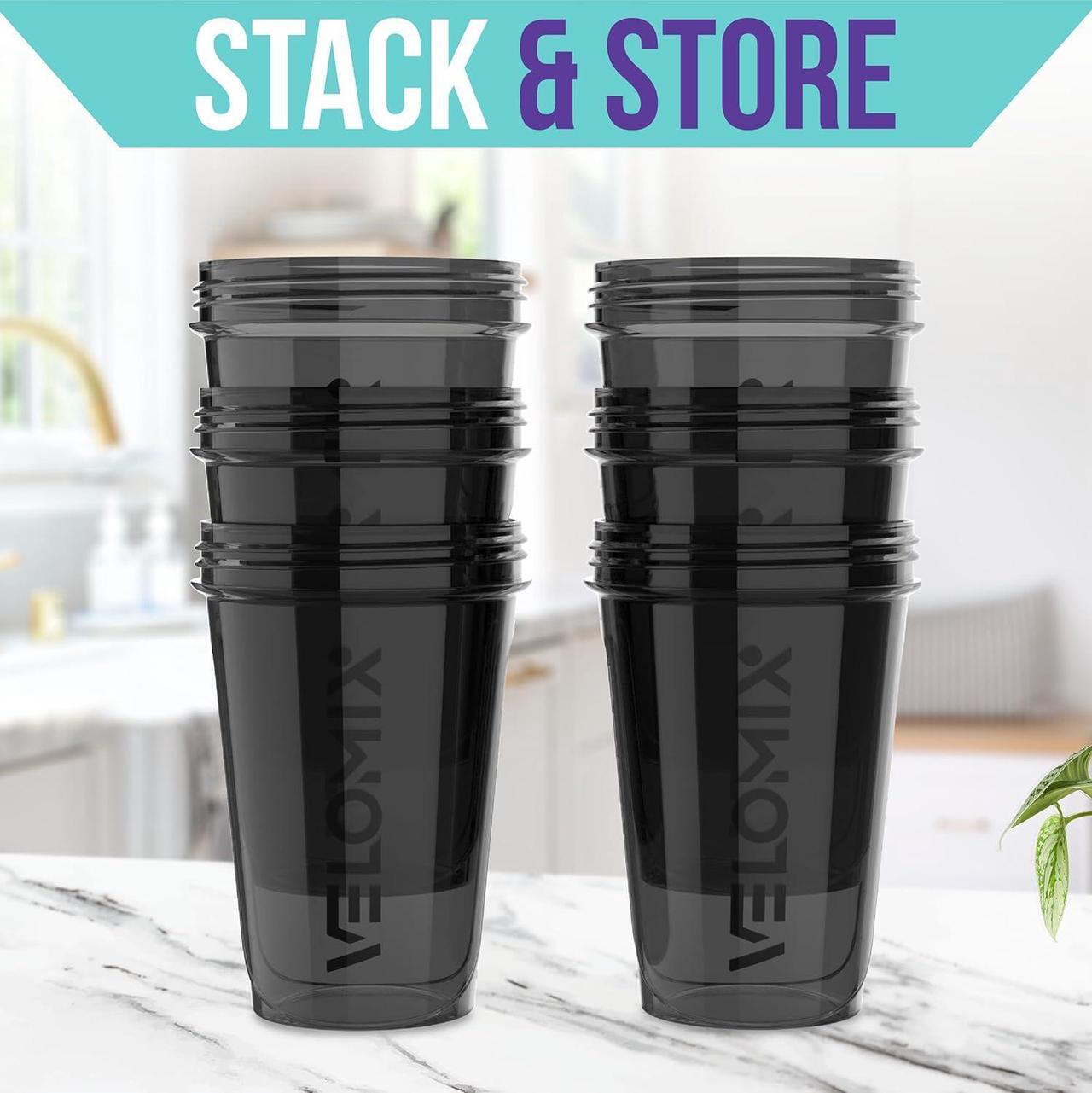 Alt view image 6 of 7 - -6 PACK- Shaker Cups for Protein Shakes 20 oz - 6x Wire Whisk | Leak Proof Protein Shaker Bottle for Protein Shakes, Shaker Bottle Pack for Pre & Post Workout, Shaker Cup, Shaker Bottle Cups