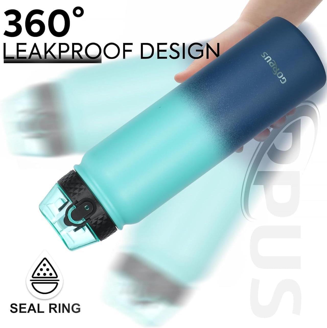 Alt view image 3 of 5 - GOPPUS 32 oz Sports Water Bottle 1 Liter Double Wall Insulated Stainless Steel Water Bottles with Straw Lid Reusable Leak proof Metal water bottles with Strap Handle(Blue Navy 1 lid)