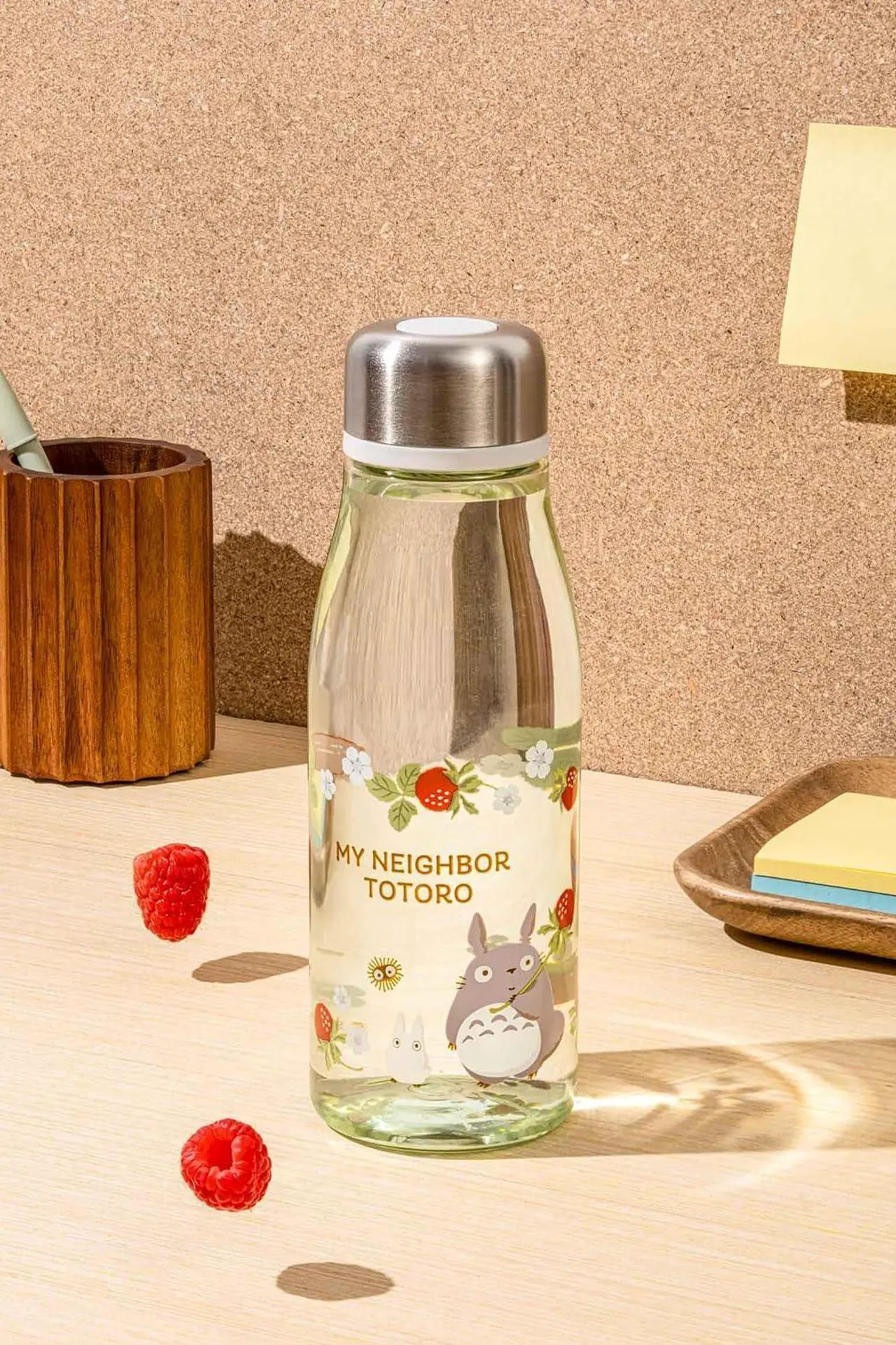 Alt view image 2 of 5 - My Neighbor Totoro Direct Drinking Plastic Water Bottle with infuser 16.91oz- Rasberry