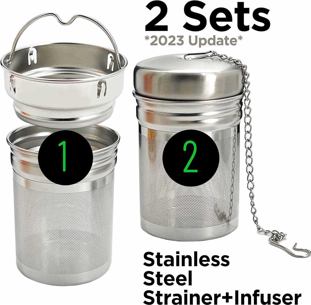 Alt view image 6 of 7 - 32oz Borosilicate Glass Water Bottle with Bamboo Lid and 2 Tea Infuser Sets for Fruit Infused Water and Cold Brew Coffee - Glass Tea Infuser Bottle with Strainer for Loose Leaf Tea