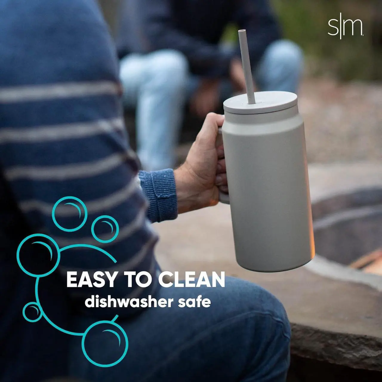 Alt view image 7 of 7 - Simple Modern 50 oz Mug Tumbler with Handle and Straw Lid | Reusable Insulated Stainless Steel Large Travel Jug Water Bottle Gifts for Women Men Him Her Trek Collection 50oz Winter White