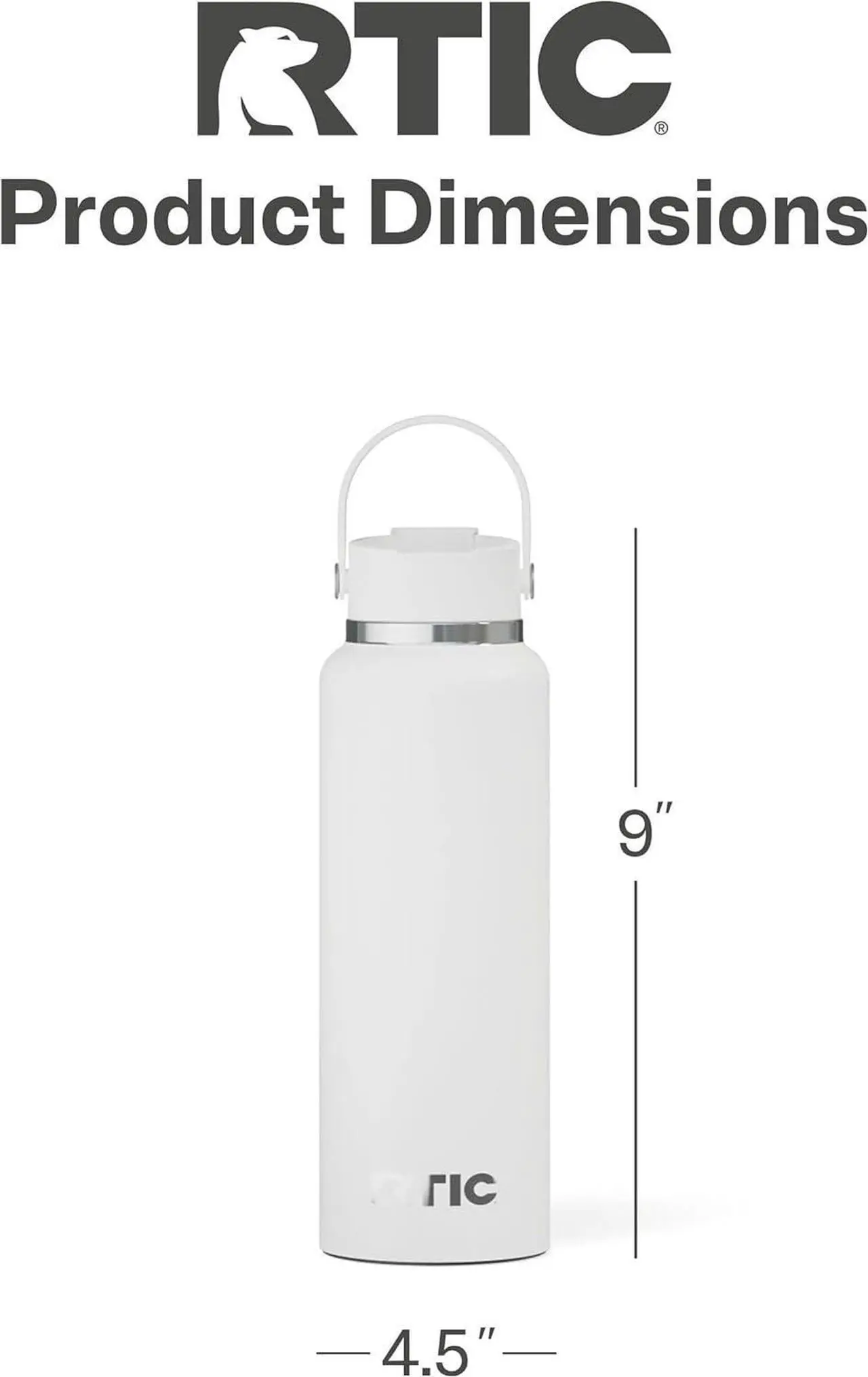 Alt view image 5 of 7 - RTIC 40oz Outback Bottle, Insulated, Stainless Steel, Metal, Double Wall Vacuum-Insulation, Ceramic Lined, Leak-Proof Lid, BPA-Free Water Flask for Hiking, Running, Sports, Outdoor, White