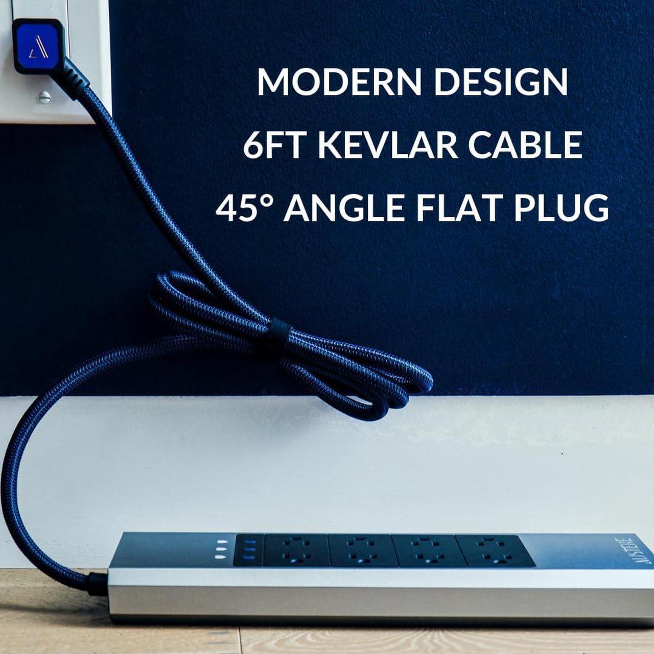 Alt view image 6 of 7 - Austere VII Series Surge Protector Power Strip, 6 Wide Outlets, 3 USB C & 2 USB A 2.4 amp Ports, 45W Power Delivery | 4000 Joules Heavy Duty, EMI/RFI Filtering, 7 Year Component Guarantee