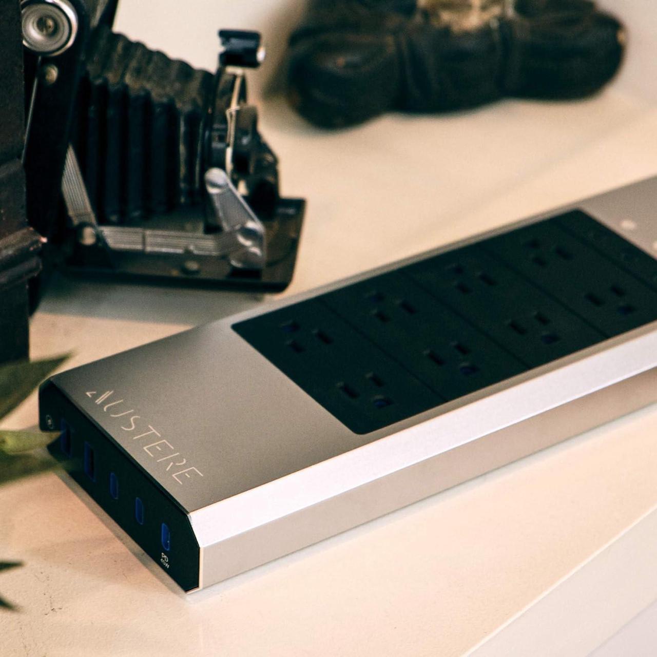 Alt view image 7 of 7 - Austere VII Series Surge Protector Power Strip, 6 Wide Outlets, 3 USB C & 2 USB A 2.4 amp Ports, 45W Power Delivery | 4000 Joules Heavy Duty, EMI/RFI Filtering, 7 Year Component Guarantee