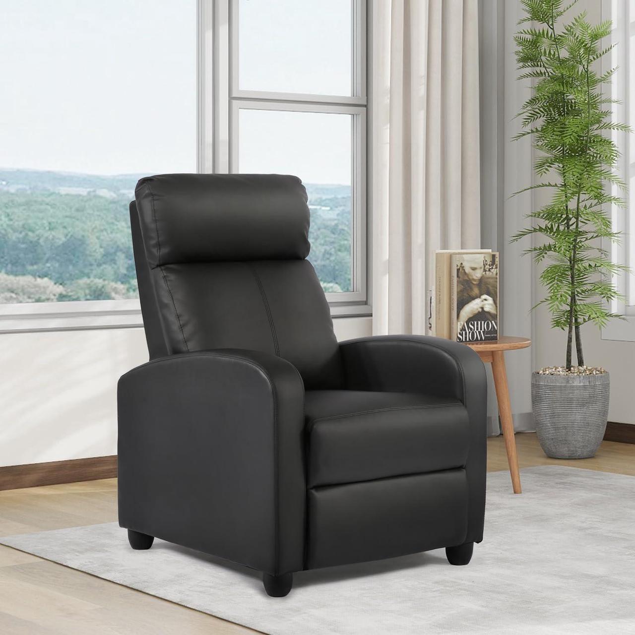 Alt view image 4 of 7 - FDW Recliner Chair Push Back Sofa Home Theater Seating with Lumbar Support and Leather Padded Seat Backrest for Living Room