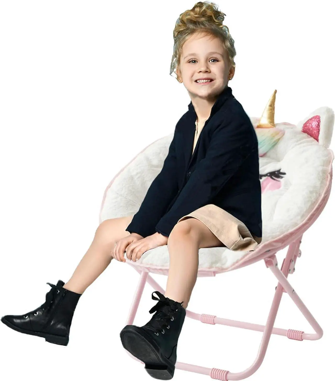 Alt view image 6 of 7 - Heritage Kids Unicorn Saucer Chair, For Gaming Textile, White