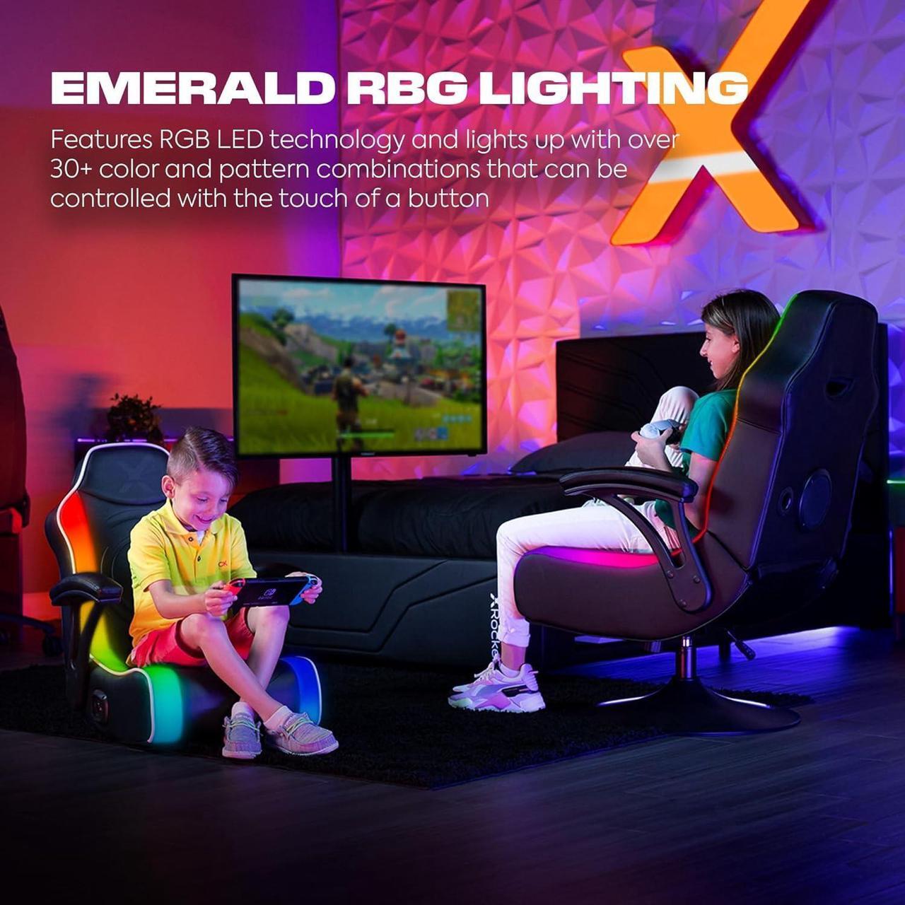 Alt view image 5 of 6 - X Rocker Video Gaming Floor Rocker Chair, Built-in Audio Speakers, Foldable for Bedroom or Game Room, Gifts for Gamers, Boys Girls Teens 5-17