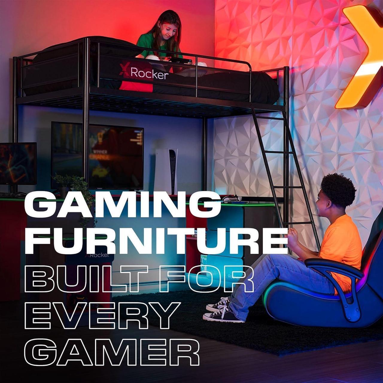 Alt view image 6 of 6 - X Rocker Video Gaming Floor Rocker Chair, Built-in Audio Speakers, Foldable for Bedroom or Game Room, Gifts for Gamers, Boys Girls Teens 5-17