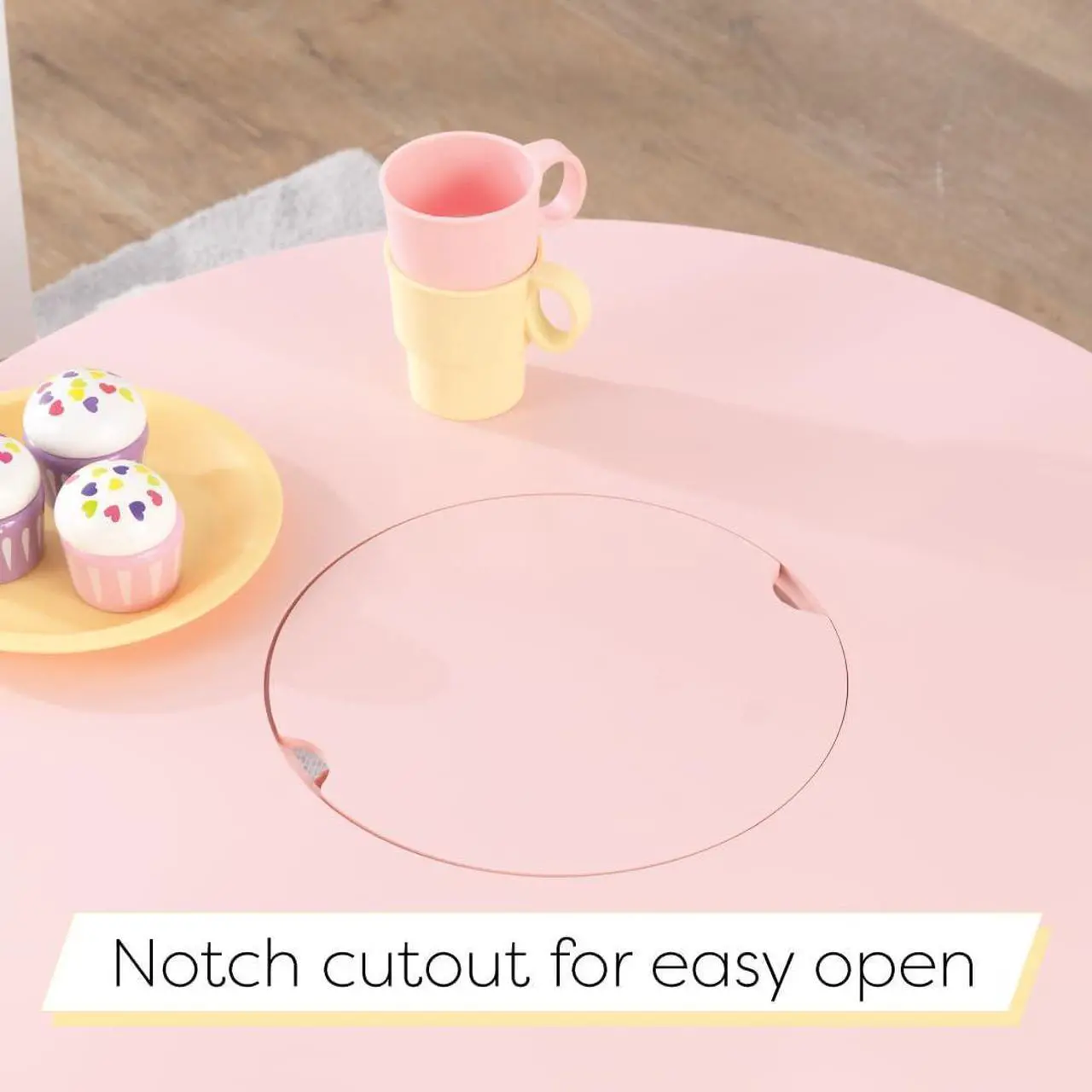 Alt view image 3 of 6 - KidKraft Wooden Round Table & 2 Chair Set with Center Mesh Storage - Pink & White