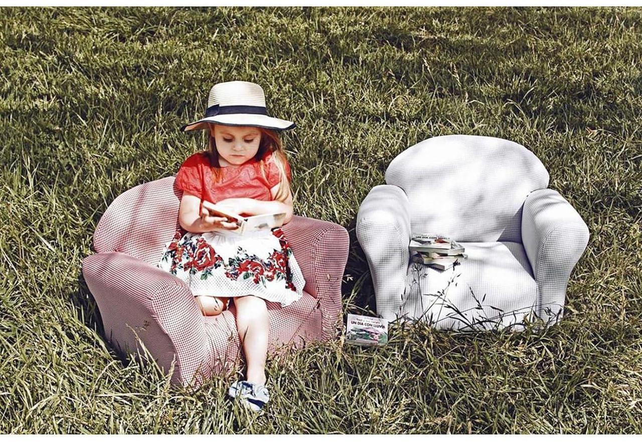 Alt view image 2 of 7 - Keet Roundy Kid's Chair Gingham Kids Chair, Comfortable and Durable Kids Chair, Kids Armchair Easy to Coordinate, Kids Bedroom Chair, Comfy, Ages 2-5 Years, Kid Sofa Chair, Navy