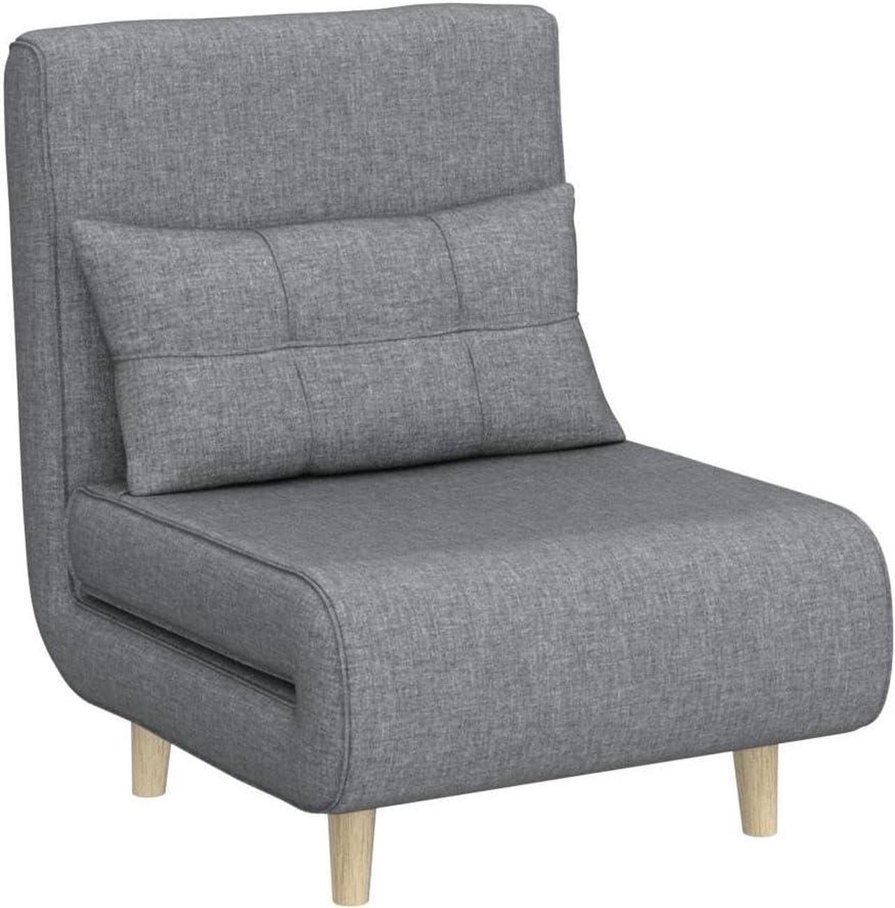 Alt view image 6 of 7 - Aiho 3 in 1 Sleeper Chair Bed, Convertible Chair Bed Futon Sofa Bed with Adjustable Backrest, Accent Chair for Apartment/Bedroom/Office, Dark Grey