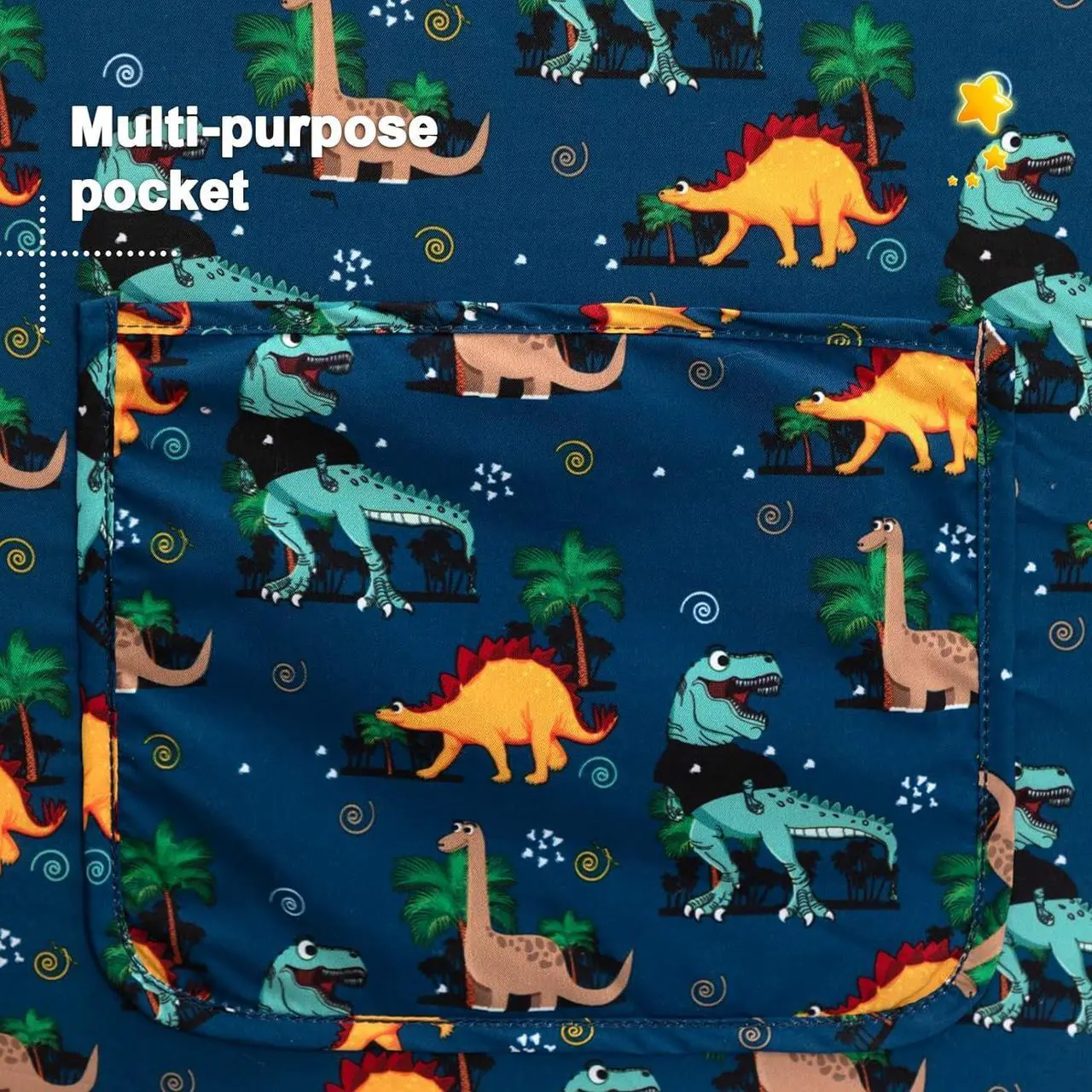 Alt view image 7 of 7 - ALIMORDEN 2-in-1 Flip Out Comfy Toddler Couch, Lovely Kids Chair Convertible Sofa to Lounger for Story/Nap Time, Cool Dinosaurs