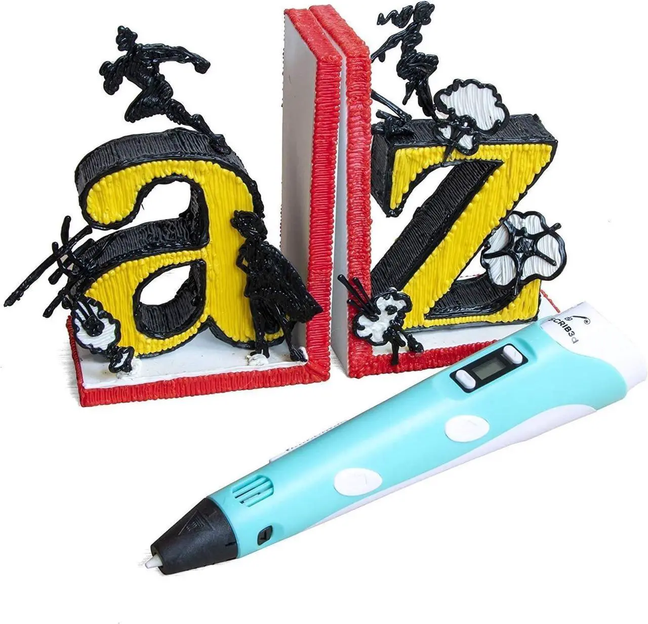 Alt view image 5 of 6 - SCRIB3D P1 3D Printing Pen with Display - Includes 3D Pen, 3 Starter Colors of PLA Filament, Stencil Book + Project Guide, and Charger