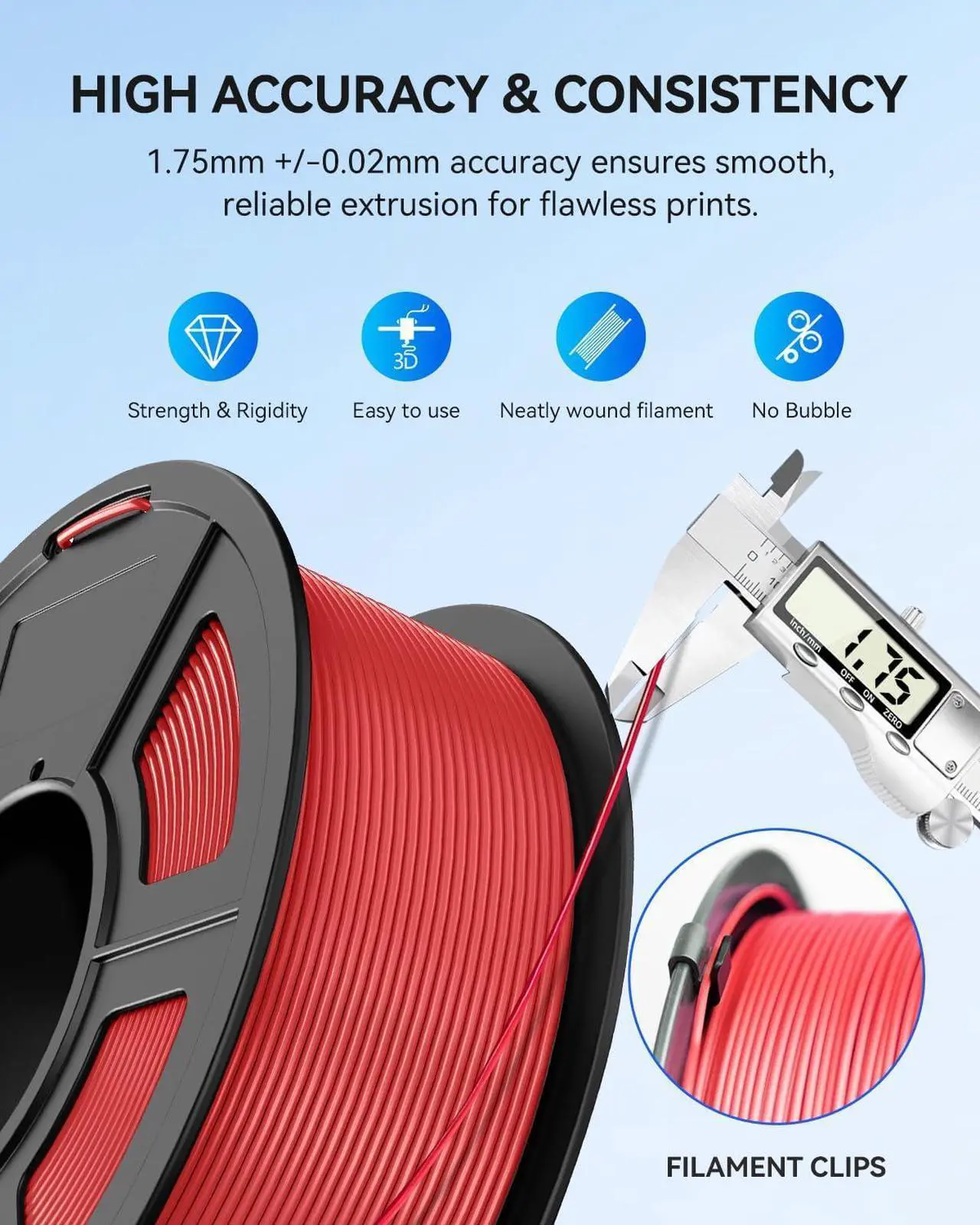 Alt view image 5 of 7 - JAYO PLA+ Filament 1.75mm, PLA Plus 3D Printer Filament 1.1KG, Dimensional Accuracy +/- 0.02mm, Neatly Wound Filament, Toughness 3D Printing Filament, 1.1 kg Spool(2.42 LBS), 363 Meters, PLA+ White