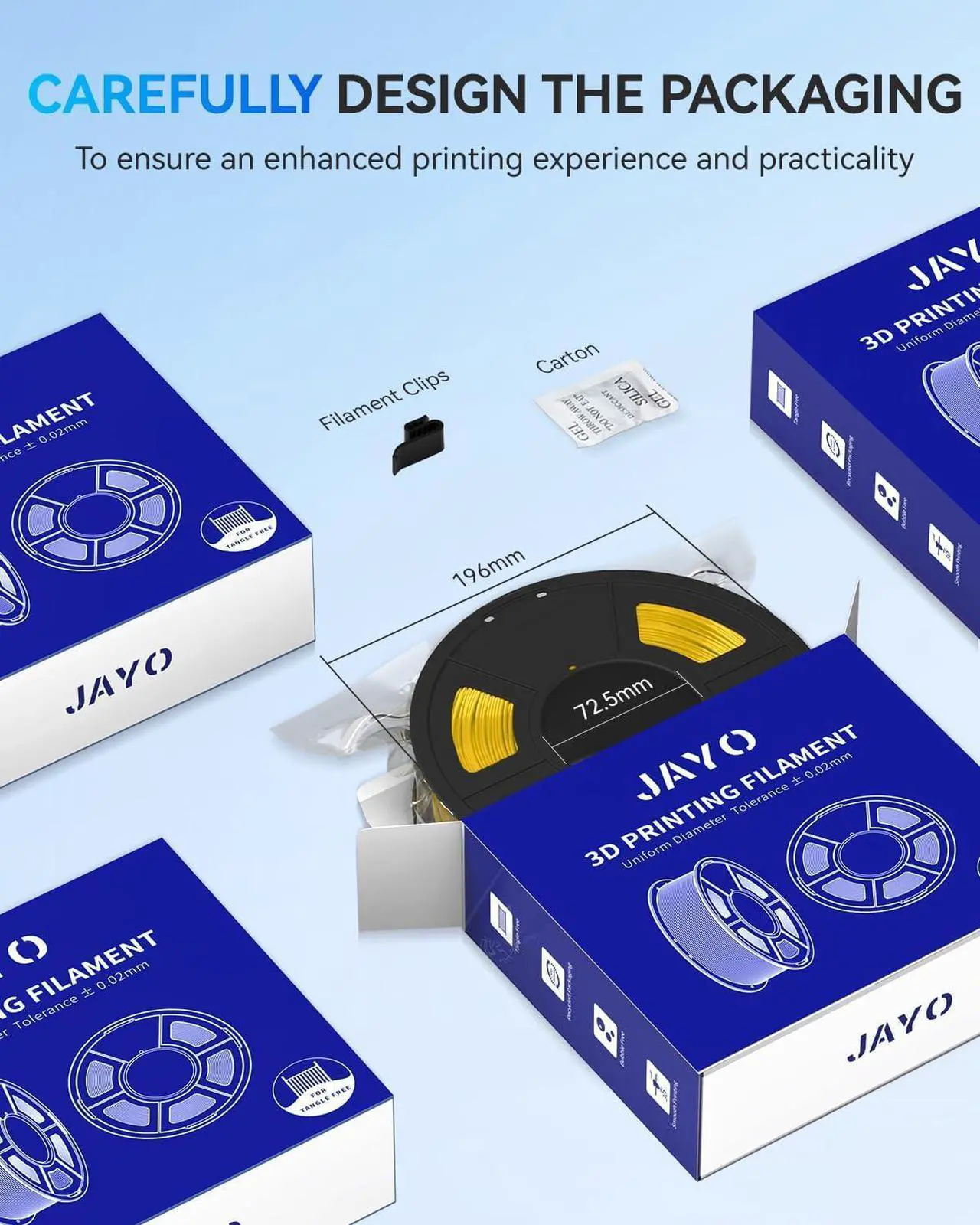 Alt view image 7 of 7 - JAYO PLA+ Filament 1.75mm, PLA Plus 3D Printer Filament 1.1KG, Dimensional Accuracy +/- 0.02mm, Neatly Wound Filament, Toughness 3D Printing Filament, 1.1 kg Spool(2.42 LBS), 363 Meters, PLA+ White