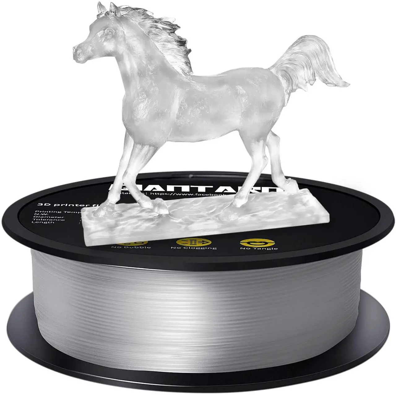 Main image of GIANTARM Clear PLA Filament, 1.75mm Transparent PLA 1kg Spool (2.2lbs), 3D Printer Filament with Vacuum Packaging