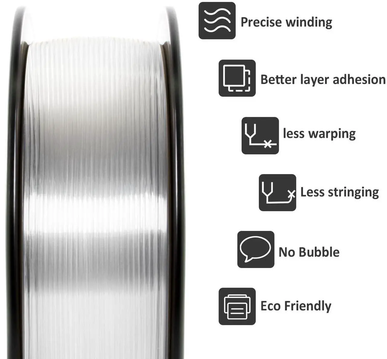 Alt view image 2 of 7 - GIANTARM Clear PLA Filament, 1.75mm Transparent PLA 1kg Spool (2.2lbs), 3D Printer Filament with Vacuum Packaging