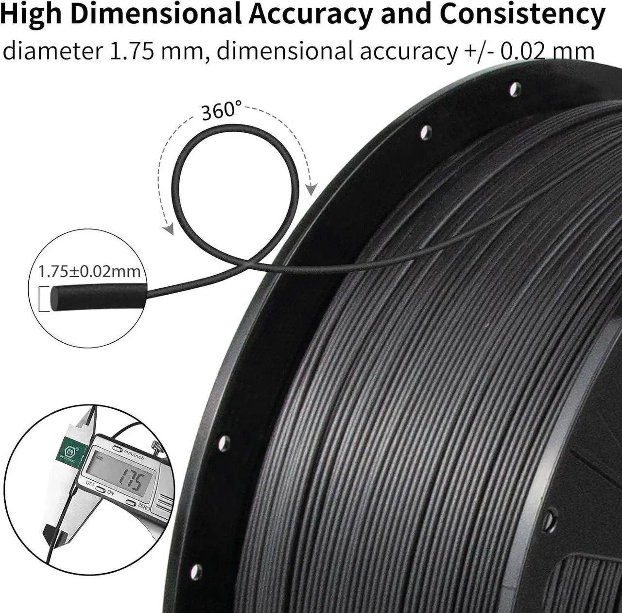 Alt view image 7 of 7 - IEMAI PETG Carbon Fiber Filament 1.75mm, Matte Black PETG-CF, Heat-Resistant, High Strength & Rigidity 3D Printer Filament, 1kg Spool Designed for Complex Models and Functional Parts