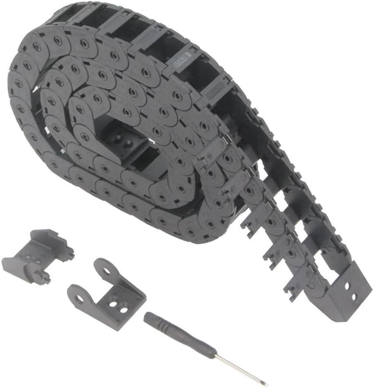 Main image of Zeberoxyz 15x20mm Drag Chain Length 1Meter Open Type Black Plastic Cable Carrier R28 with 1Kit End Connectors for 3D Printer and CNC Machines