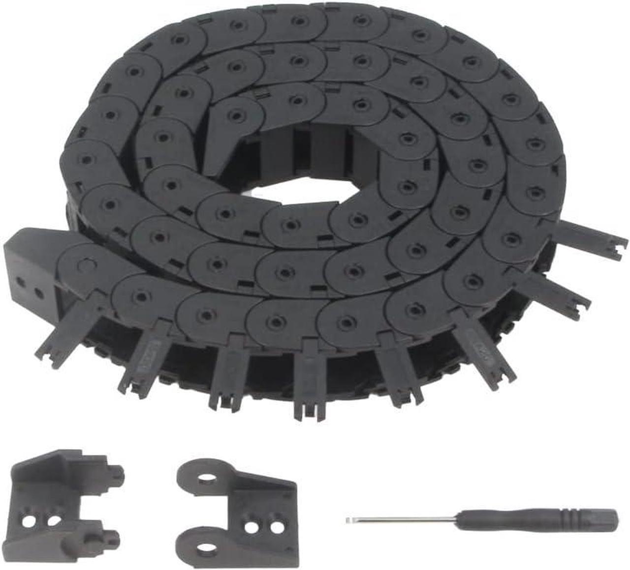 Alt view image 2 of 7 - Zeberoxyz 15x20mm Drag Chain Length 1Meter Open Type Black Plastic Cable Carrier R28 with 1Kit End Connectors for 3D Printer and CNC Machines