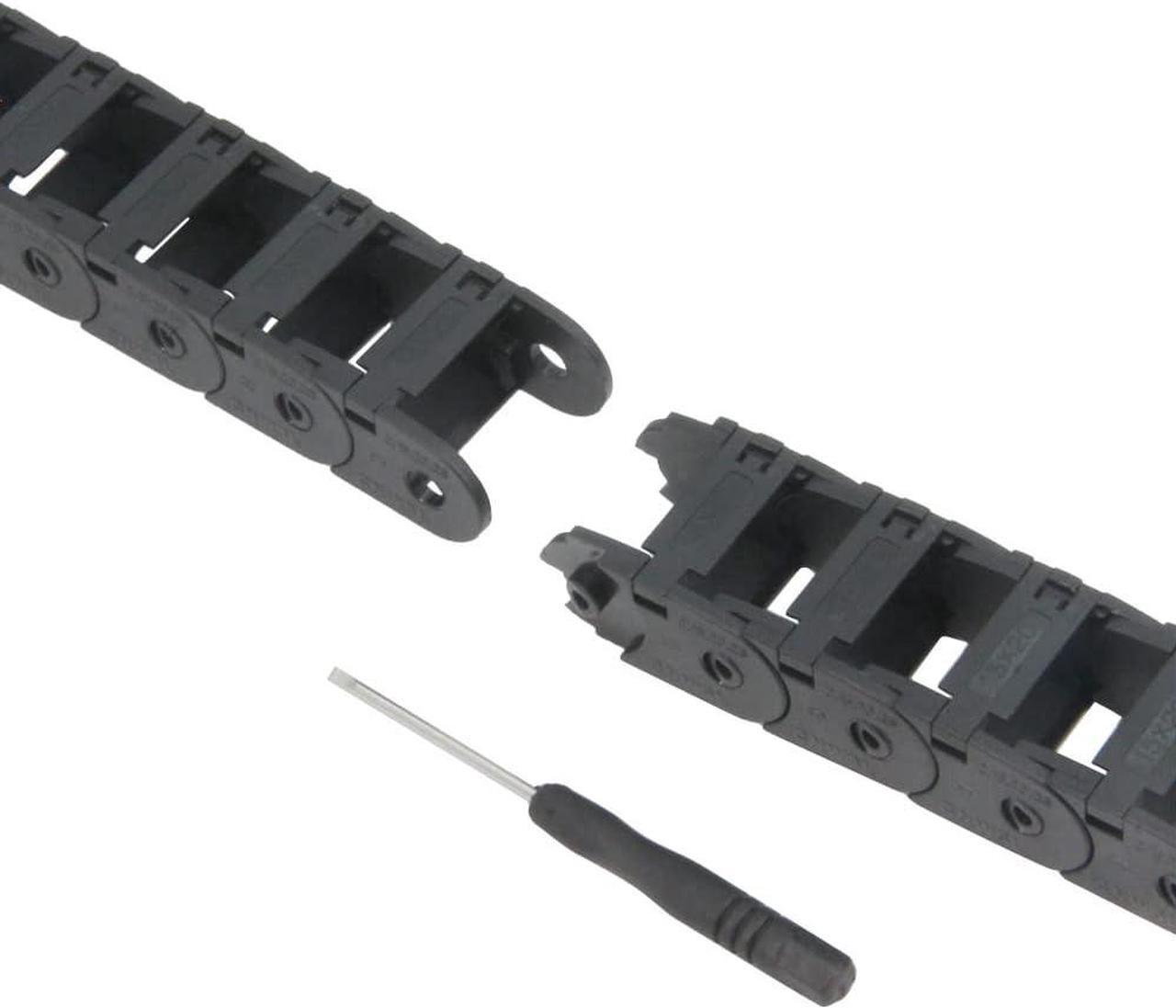 Alt view image 7 of 7 - Zeberoxyz 15x20mm Drag Chain Length 1Meter Open Type Black Plastic Cable Carrier R28 with 1Kit End Connectors for 3D Printer and CNC Machines