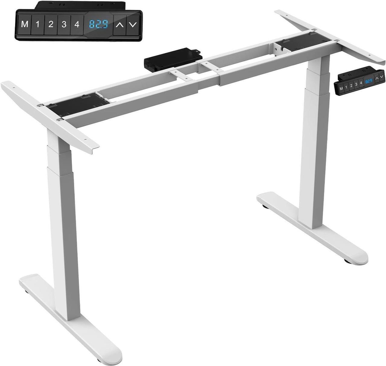 Main image of Dual Motor Standing Desk Frame 3-Stage, Adjustable Height Desk Legs with 4 Memory Height Settings and USB Port, Heavy Duty Electric Desk Sit Stand Desk (White Frame Only)