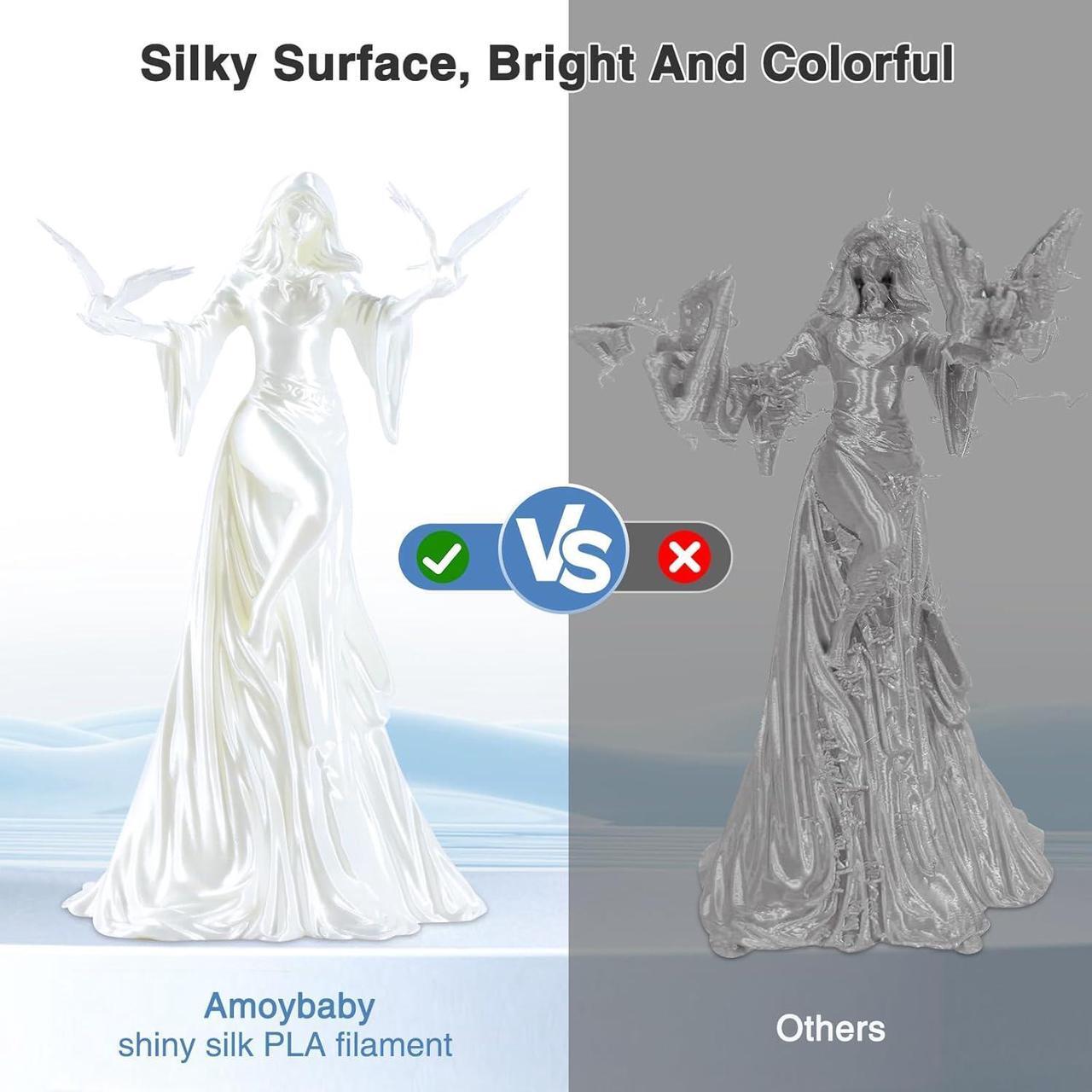 Alt view image 2 of 7 - Pearl White Silk PLA Filament 1.75mm, High Gloss PLA Clog-Free 3D Printer Filament, Dimensional Accuracy +/- 0.03mm, 1kg(2.2lbs), Fits for Most FDM 3D Printers