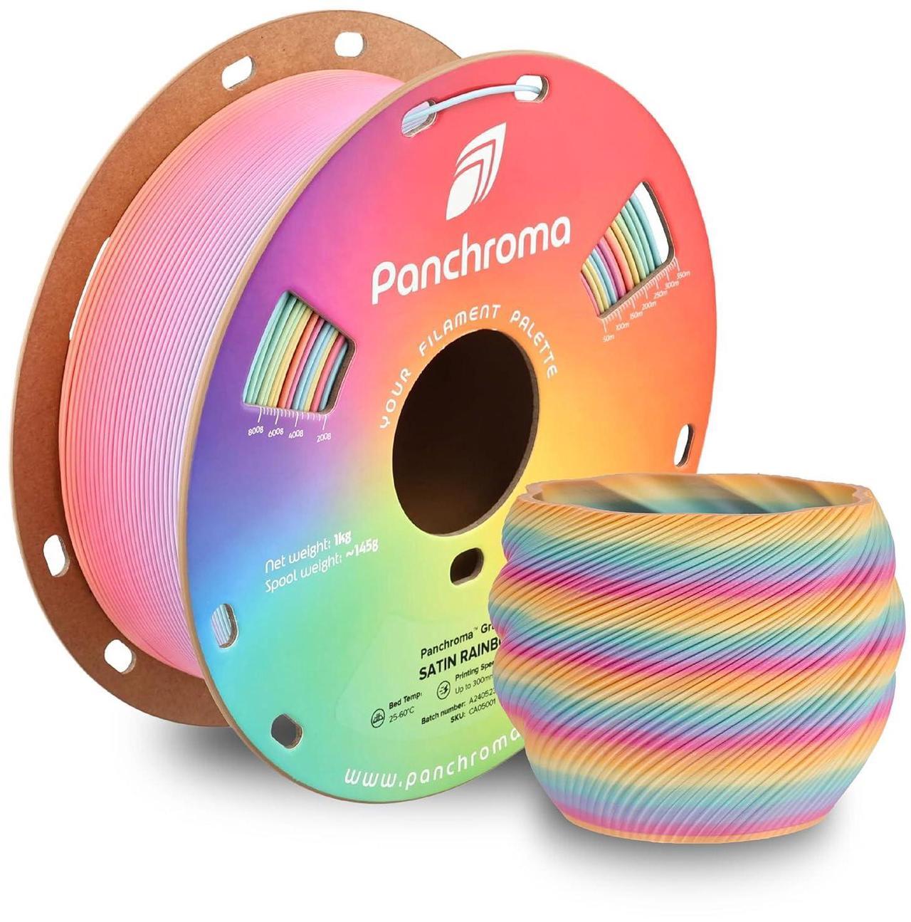 Main image of Polymaker Panchroma Satin Rainbow PLA 3D Printer Filament 1.75mm, Gradient Rainbow PLA Filament 1.75 Satin Surface 1kg - Panchroma Multicolor PLA 3D Printing Filament