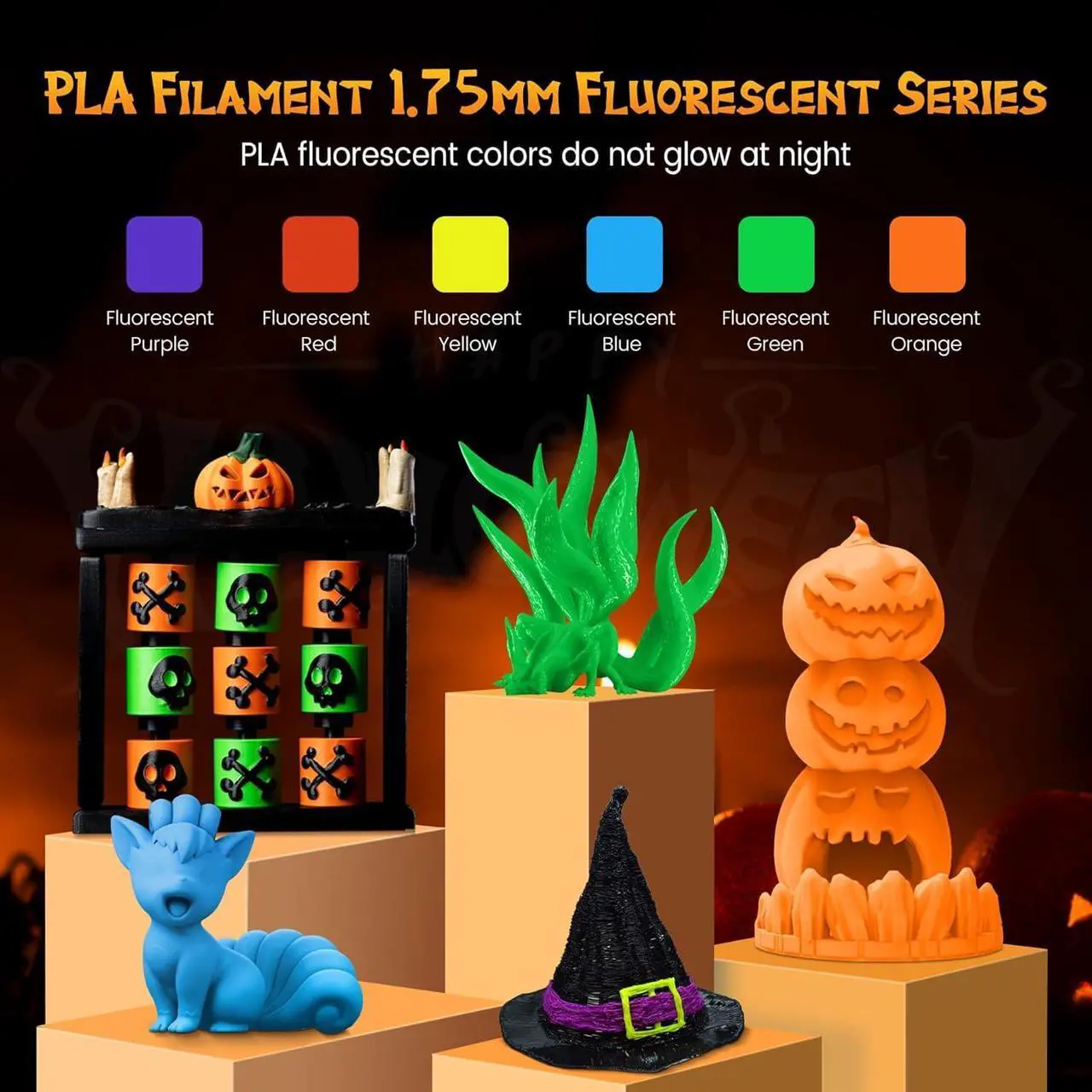 Alt view image 3 of 7 - SUNLU Fluorescent PLA 3D Printer Filament, PLA Filament 1.75mm, Brighter Color for Halloween Decoration, Neatly Wound Filament, Fit Most FDM 3D Printer, 1kg Spool, Fluorescent Yellow
