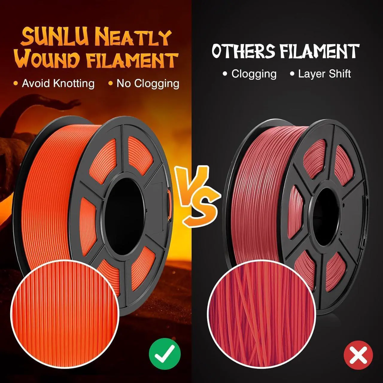 Alt view image 4 of 7 - SUNLU Fluorescent PLA 3D Printer Filament, PLA Filament 1.75mm, Brighter Color for Halloween Decoration, Neatly Wound Filament, Fit Most FDM 3D Printer, 1kg Spool, Fluorescent Yellow