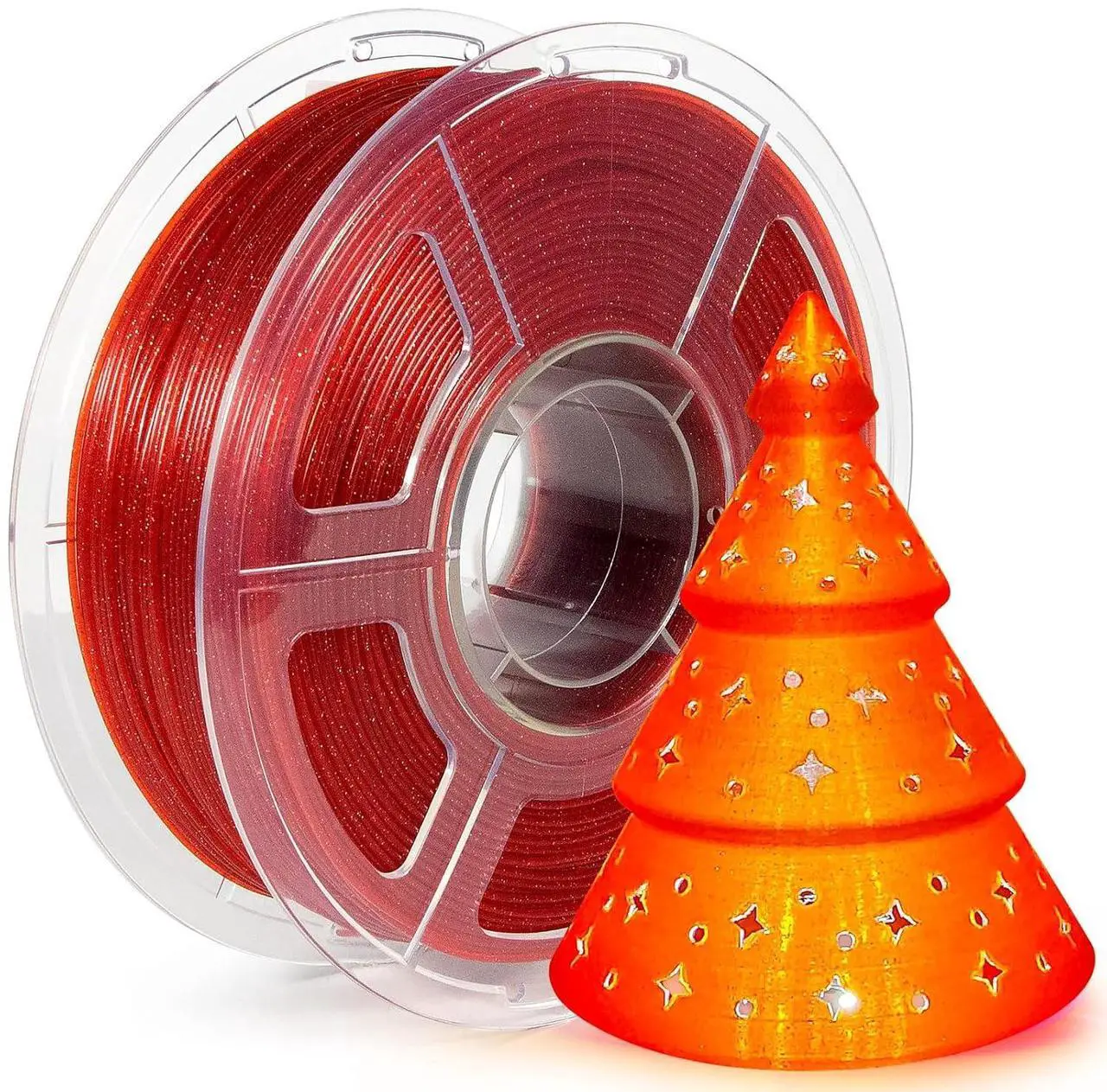 Main image of iSANMATE 3D Printer Filament, Transparent Glitter Red PLA Filament 1.75 mm, 3D Printing Filament 1KG/2.2lb